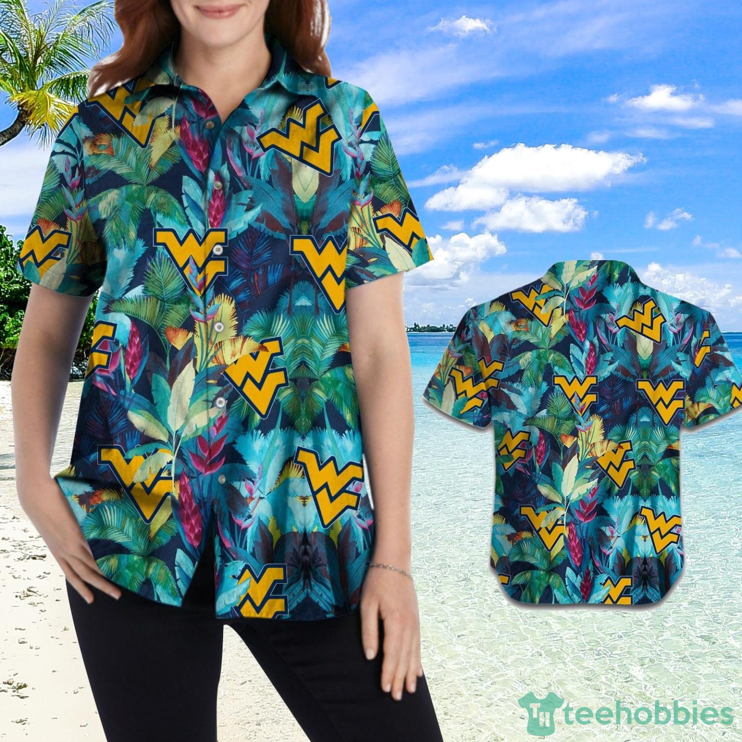 West Virginia Mountaineers Floral Tropical Hawaiian Shirt Product Photo 2