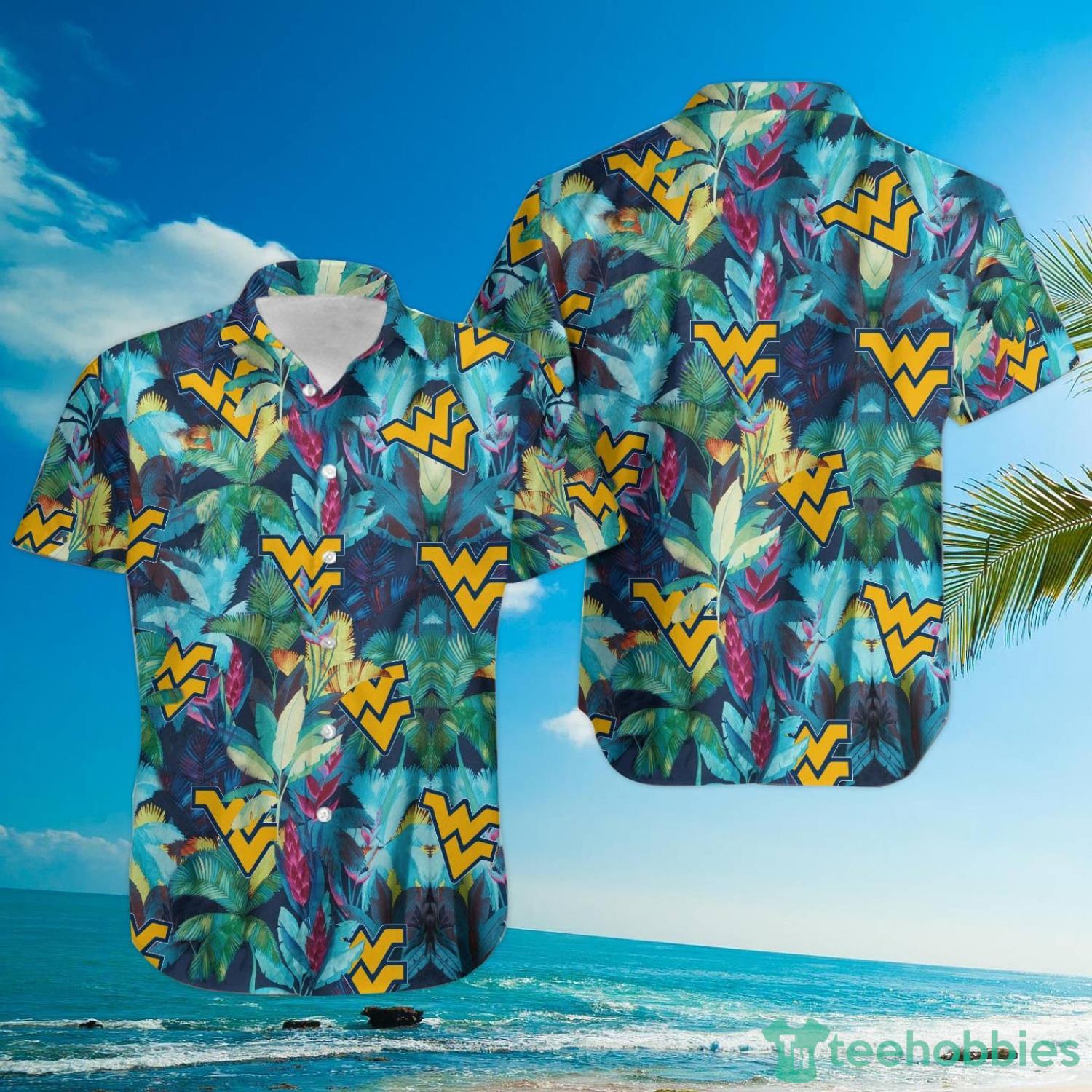 West Virginia Mountaineers Floral Tropical Hawaiian Shirt Product Photo 3