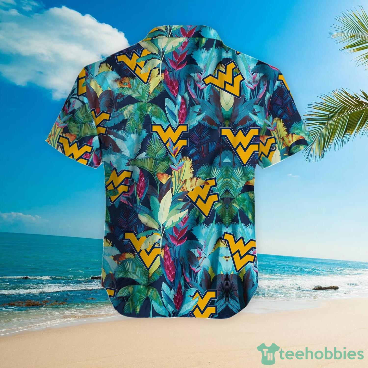 West Virginia Mountaineers Floral Tropical Hawaiian Shirt Product Photo 5