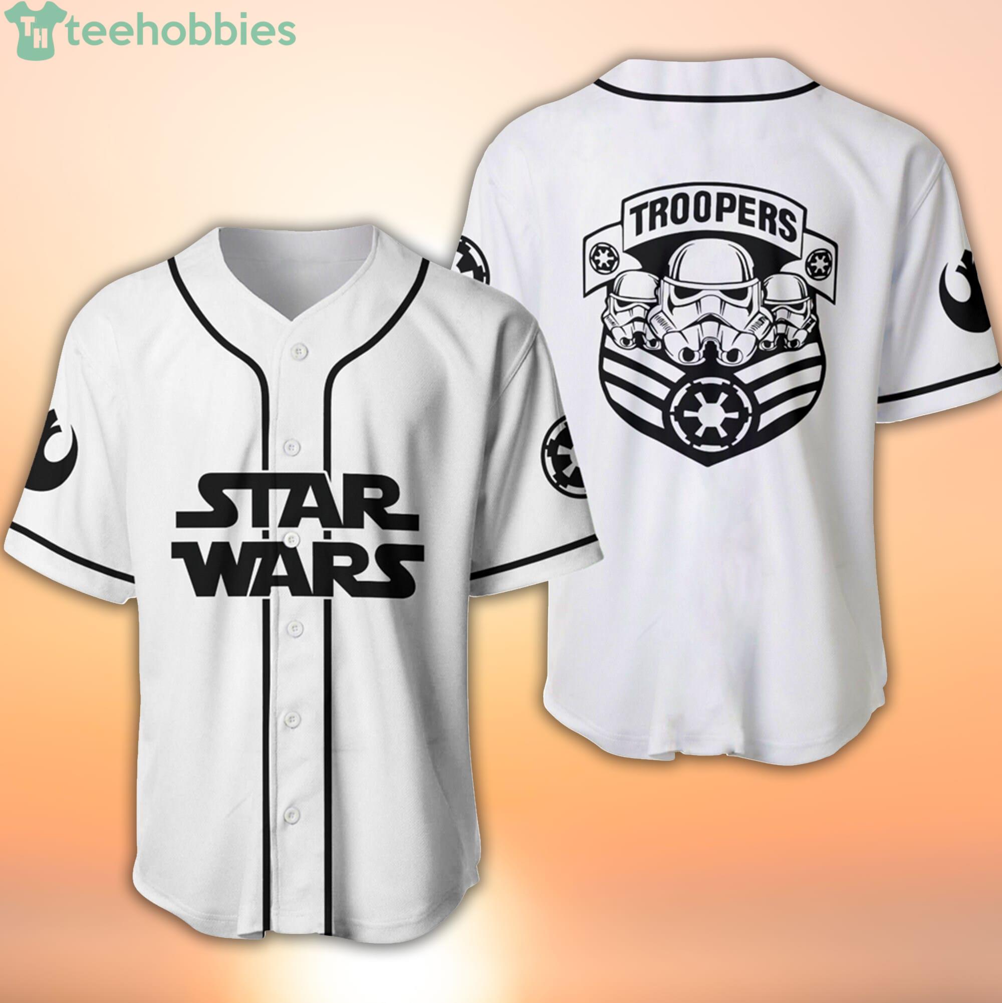 White Black Star Wars Troopers Logo Back Disney Cartoon Baseball Jersey Shirt Product Photo 1