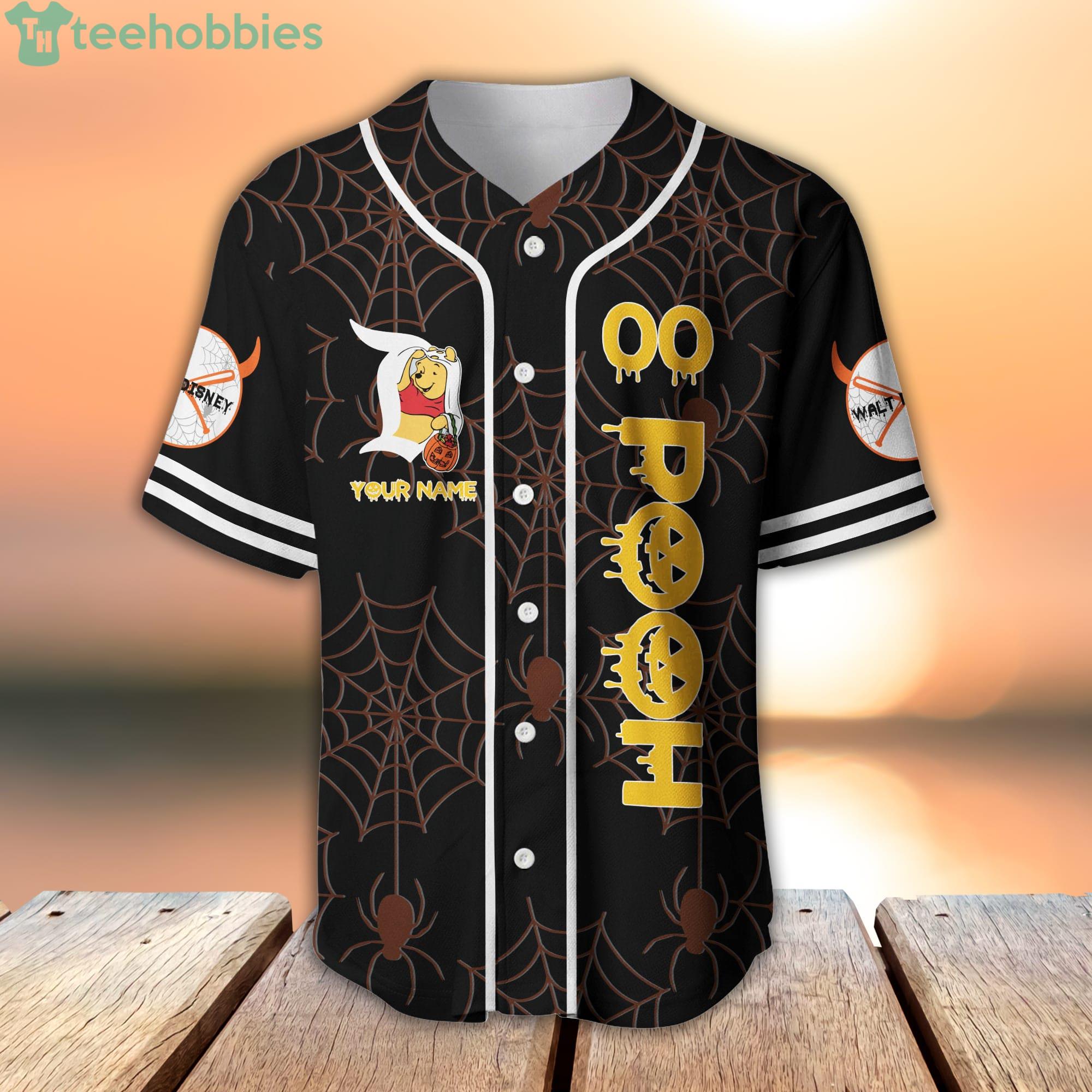 Winnie The Pooh Striped Yellow Red Cartoon Custom Name & Number Baseball  Jersey Shirt