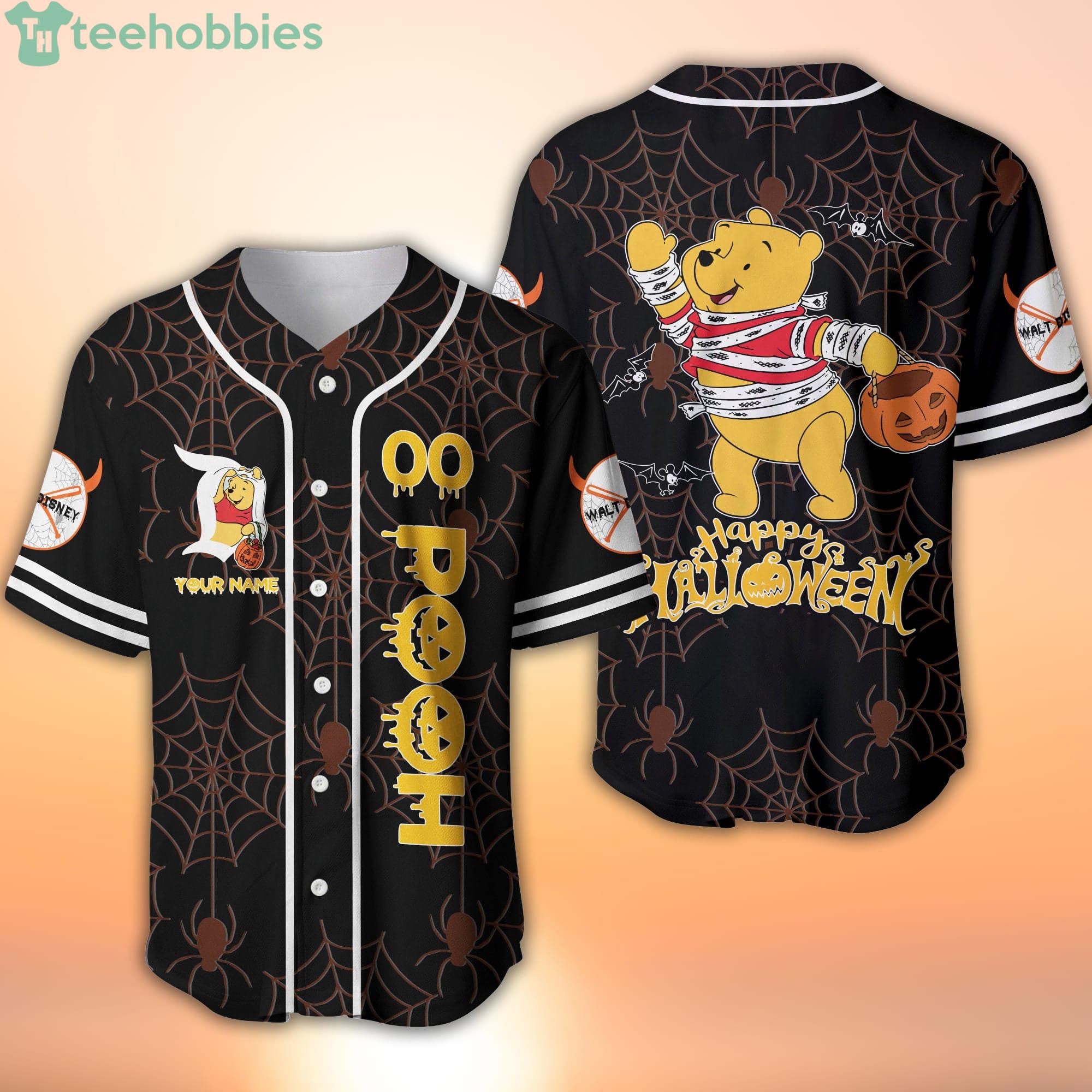 Winnie Pooh Black Yellow Happy Halloween Disney Cartoon Baseball