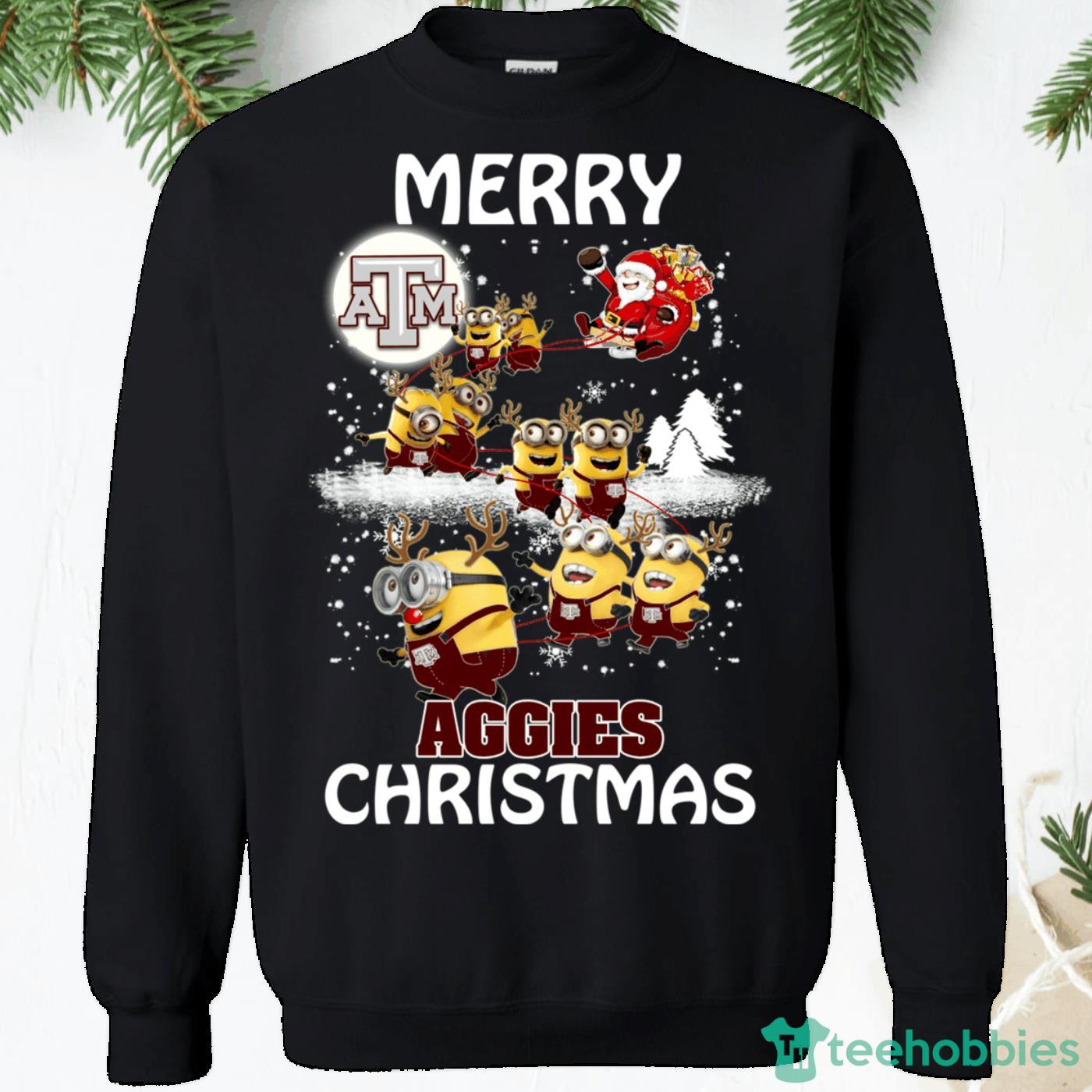 Aggies Minions Santa Claus Christmas Sweatshirt Product Photo 1