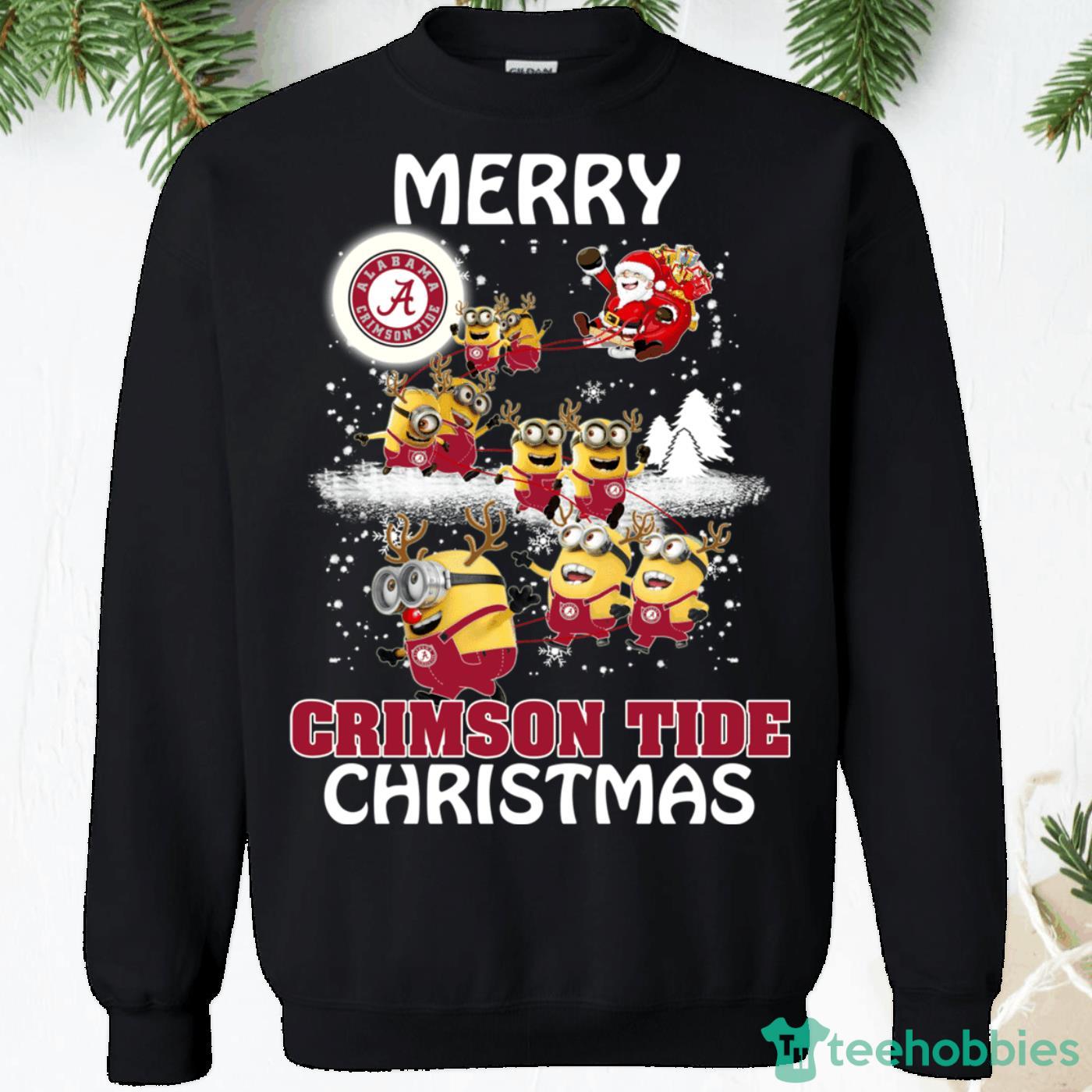 Alabama Crimson Tide Minions Santa Claus Christmas Sweatshirt Product Photo 1