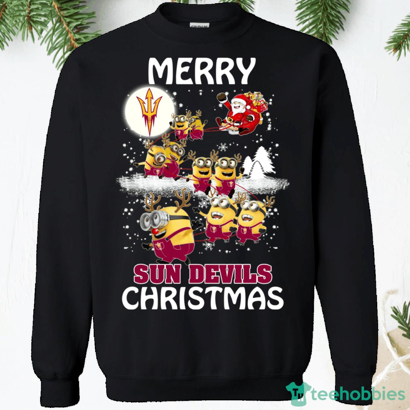 Arizona State Sun Devils Minions Santa Claus Christmas Sweatshirt Product Photo 1
