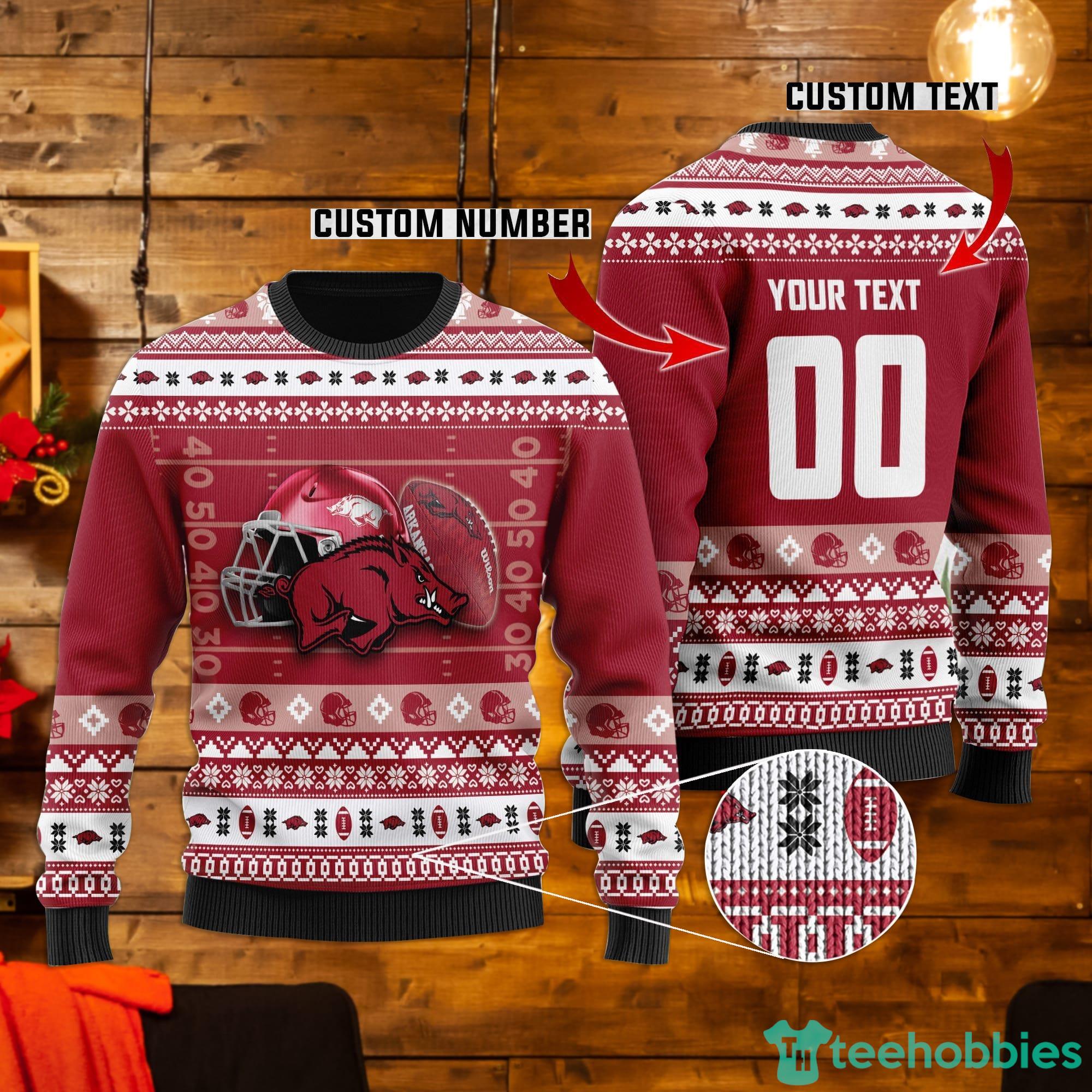 Arkansas Razorbacks Custom Name & Number Ugly Christmas Sweater Product Photo 1