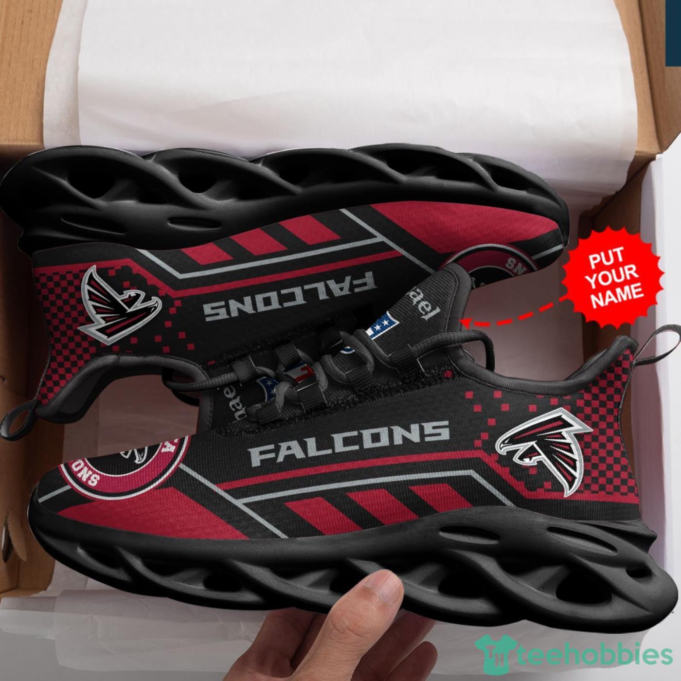 Atlanta Falcons Custom Name Red Striped Max Soul Sneaker Shoes For Fan Product Photo 4 Atlanta Falcons Custom Name Red Striped Max Soul Sneaker Shoes For Fan Product Photo 4