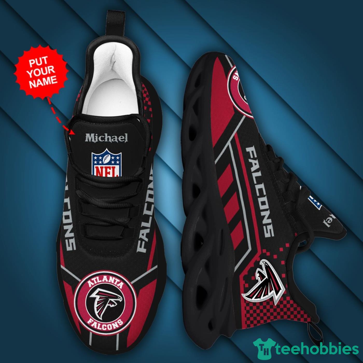 Atlanta Falcons Custom Name Red Striped Max Soul Sneaker Shoes For Fan Product Photo 5 Atlanta Falcons Custom Name Red Striped Max Soul Sneaker Shoes For Fan Product Photo 5
