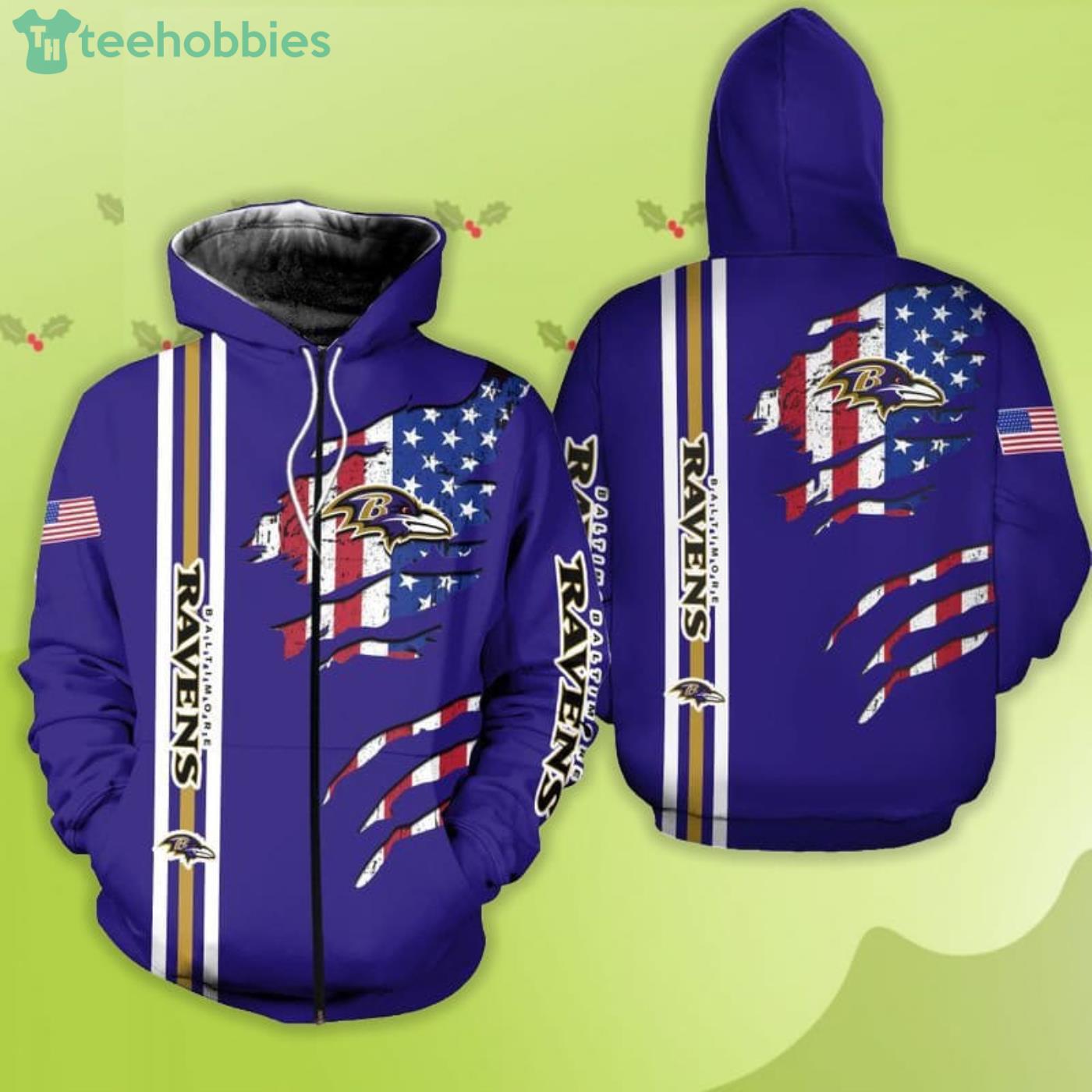 Baltimore Ravens 3D Bomber Jacket For Fans