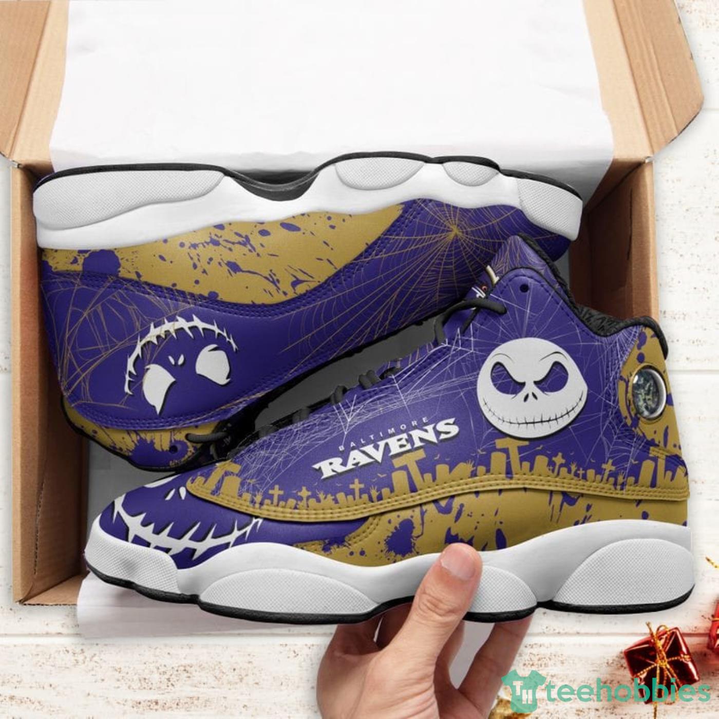 Baltimore Ravens Camo Pattern Air Jordan 13 Shoes For Fans