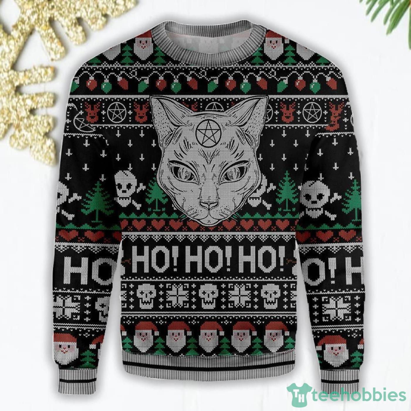 Black Cat Wicca Christmas Gift Ugly Christmas Sweater Product Photo 1