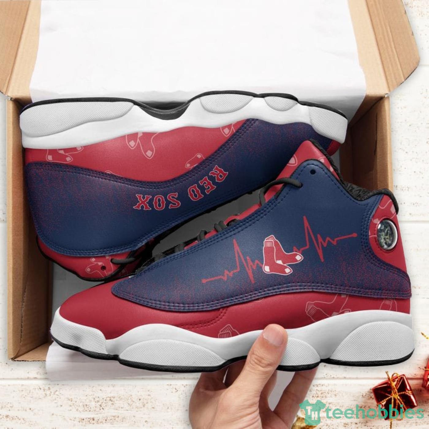 Boston Red Sox Heartbeat Pattern Air Jordan 13 Shoes For Fans Product Photo 2 Boston Red Sox Heartbeat Pattern Air Jordan 13 Shoes For Fans Product Photo 2