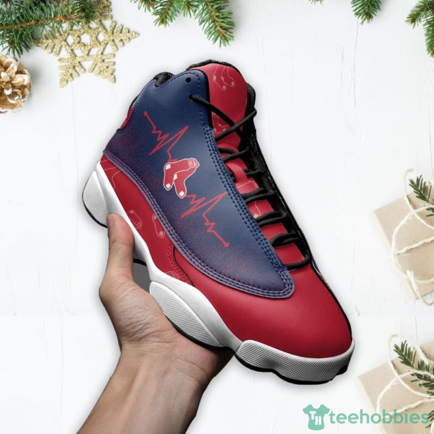 Boston Red Sox Heartbeat Pattern Air Jordan 13 Shoes For Fans Product Photo 3 Boston Red Sox Heartbeat Pattern Air Jordan 13 Shoes For Fans Product Photo 3