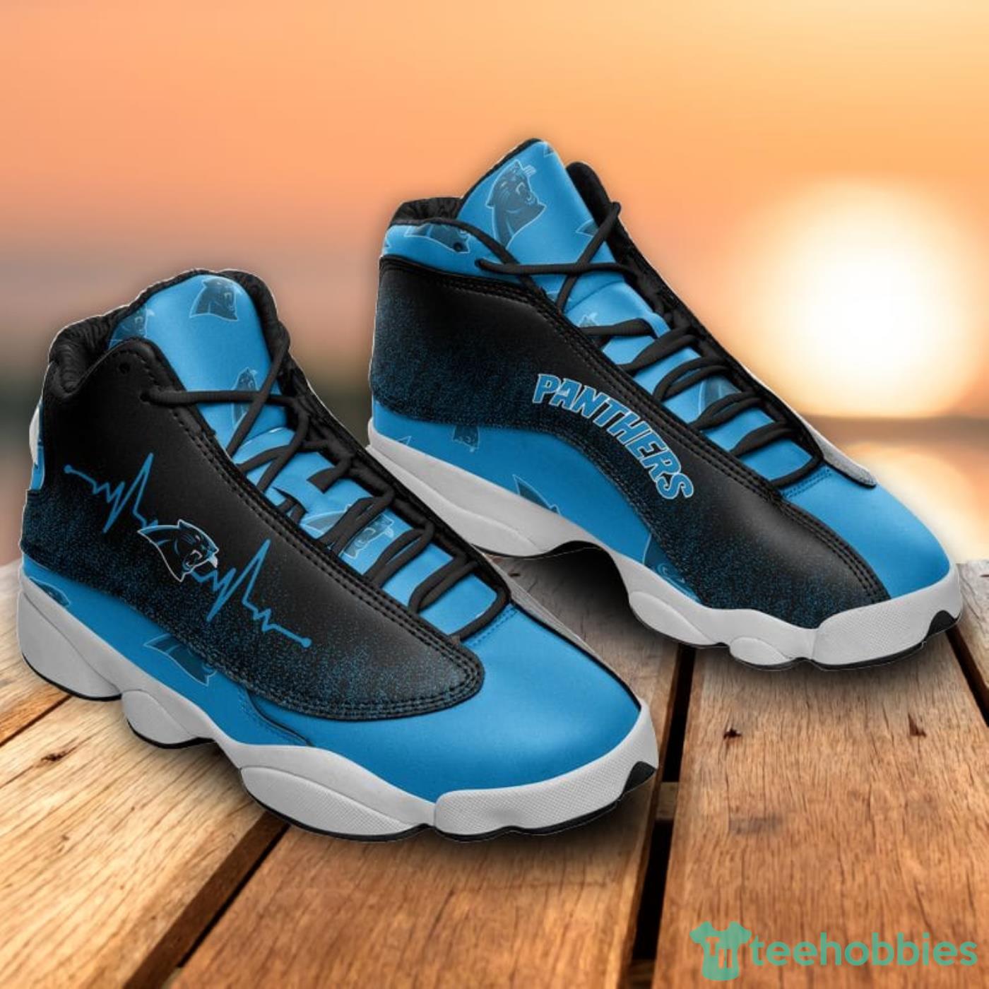 Carolina Panthers Heartbeat Pattern Air Jordan 13 Shoes For Fans