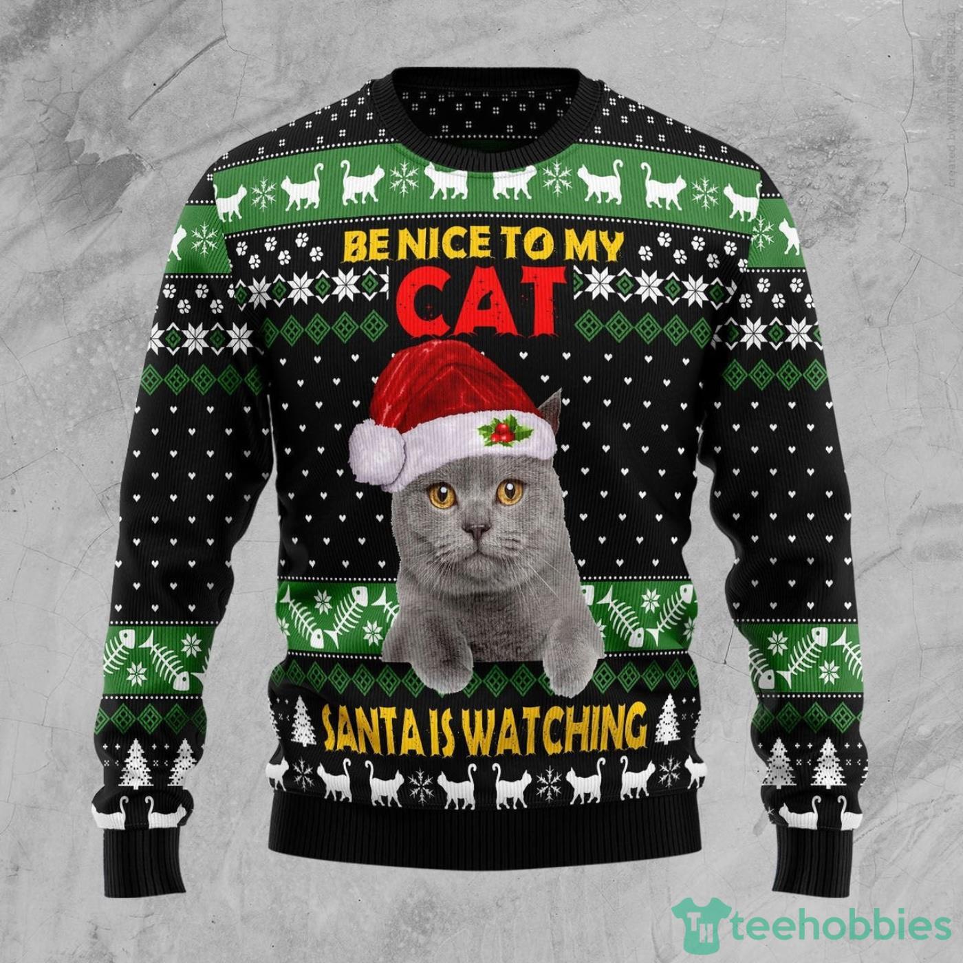 Cat Be Nice Christmas Gift Ugly Christmas Sweater Product Photo 1