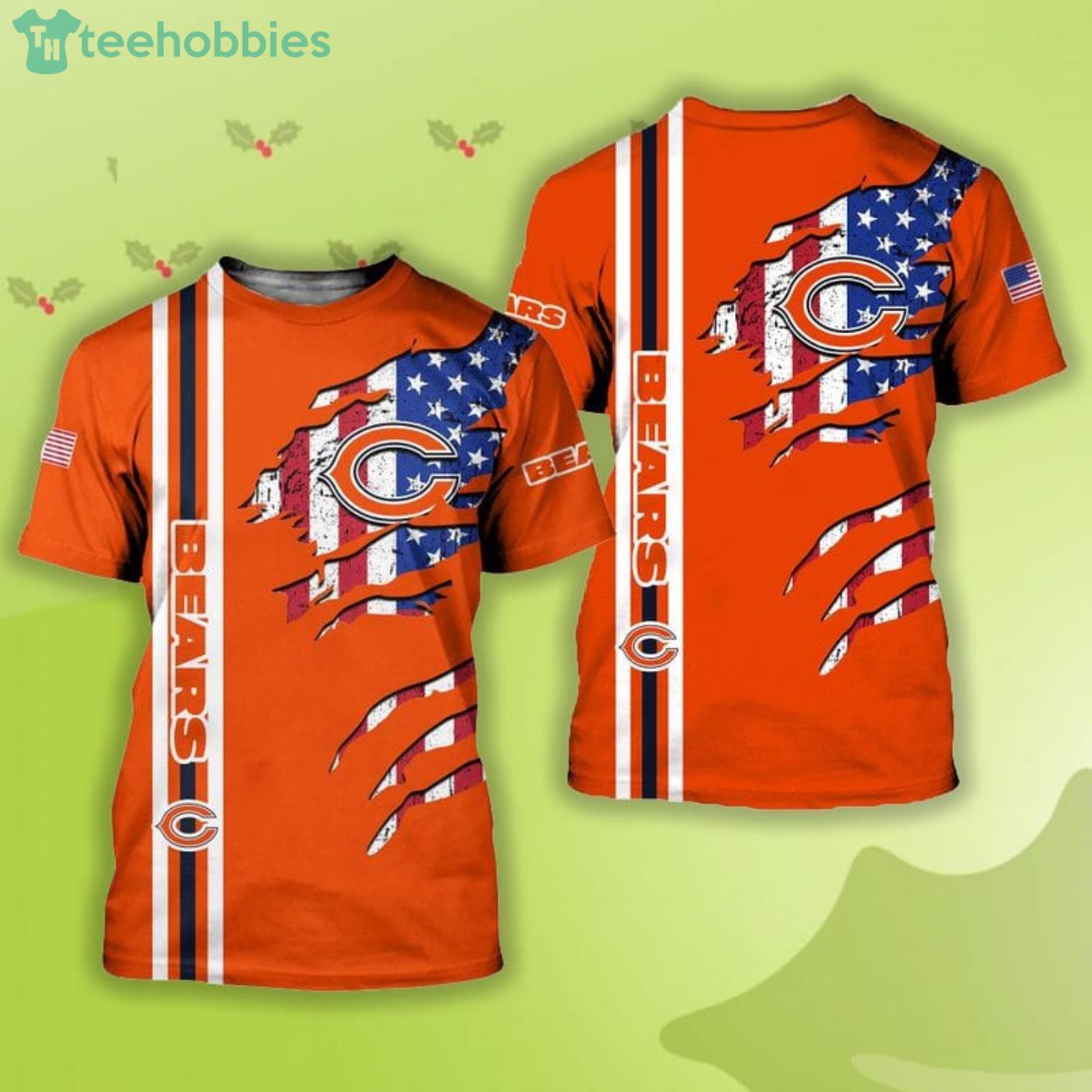 Chicago Bears Logo American Flag 3D T-Shirts