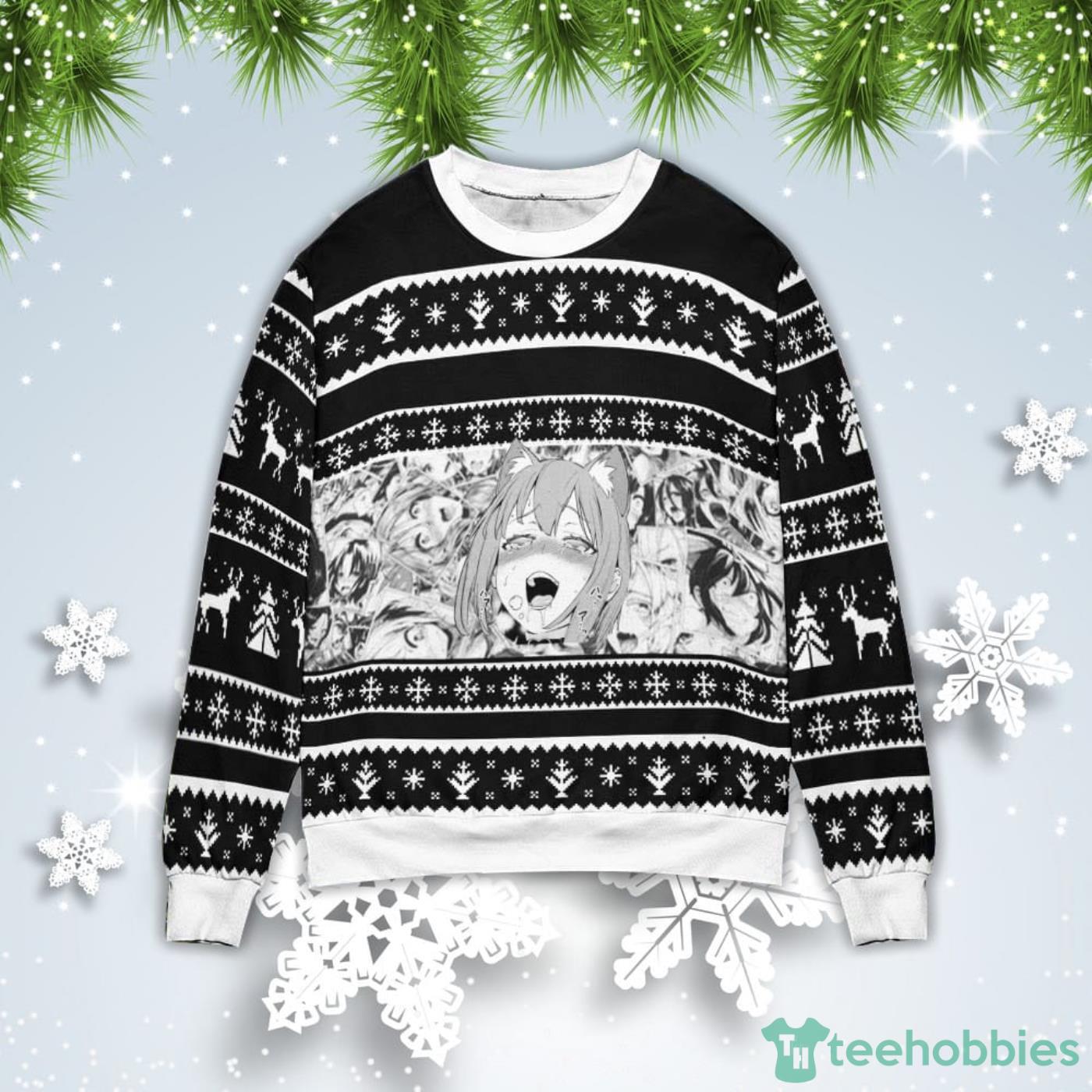 Christmas Anime Ahegao Christmas Gift Ugly Christmas Sweater Product Photo 1