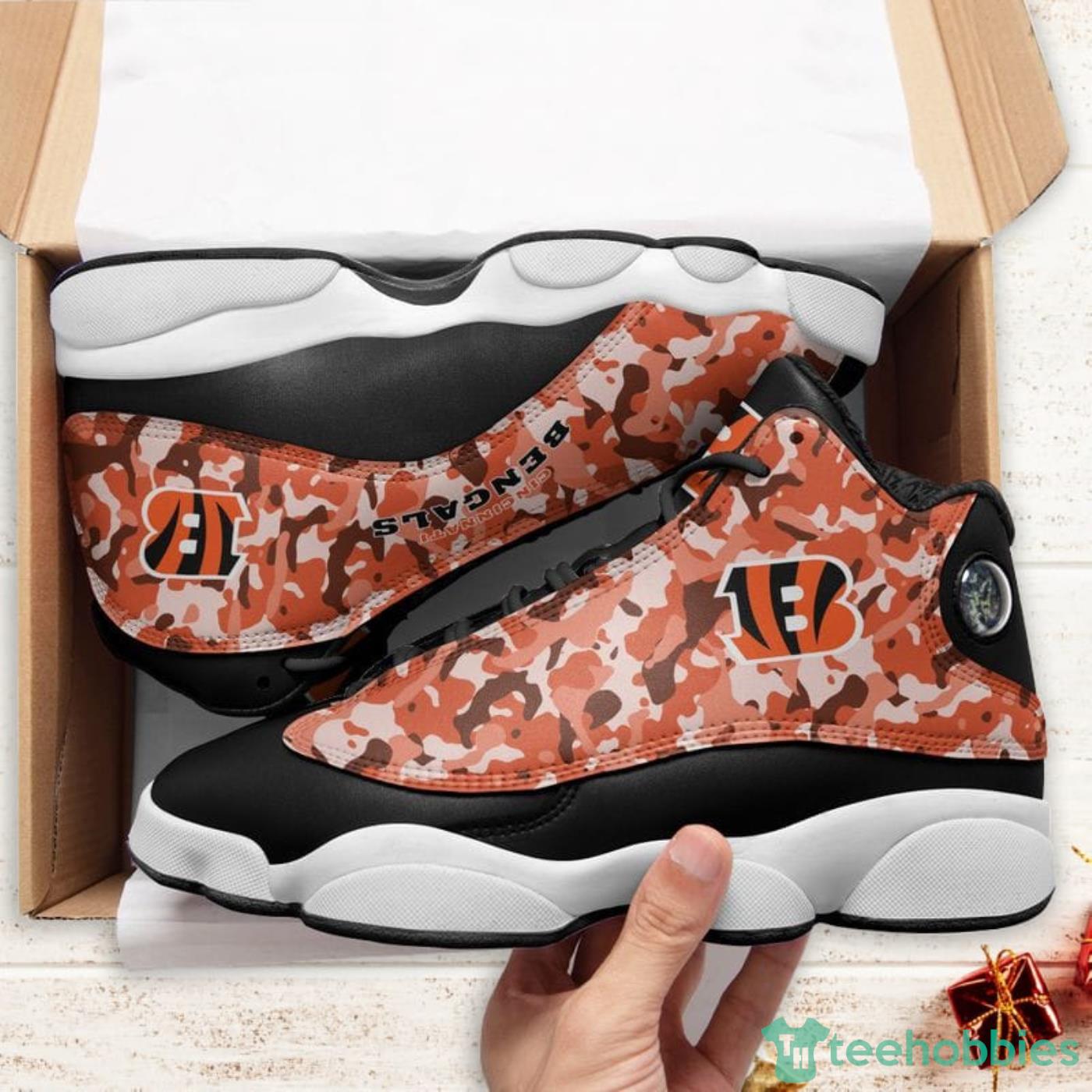 Baltimore Ravens Camo Pattern Air Jordan 13 Shoes For Fans