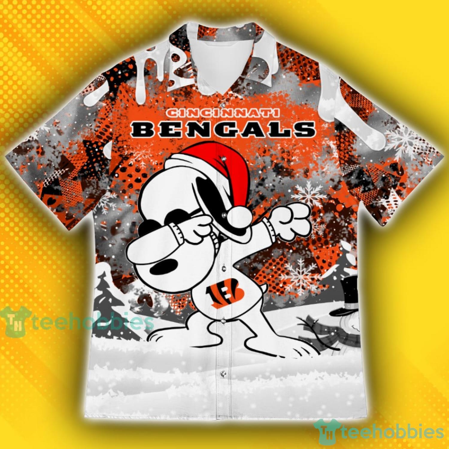 Cincinnati Bengals Snoopy Dabbing The Peanuts American Christmas Dripping  Matching Pattern Hawaiian Shirt
