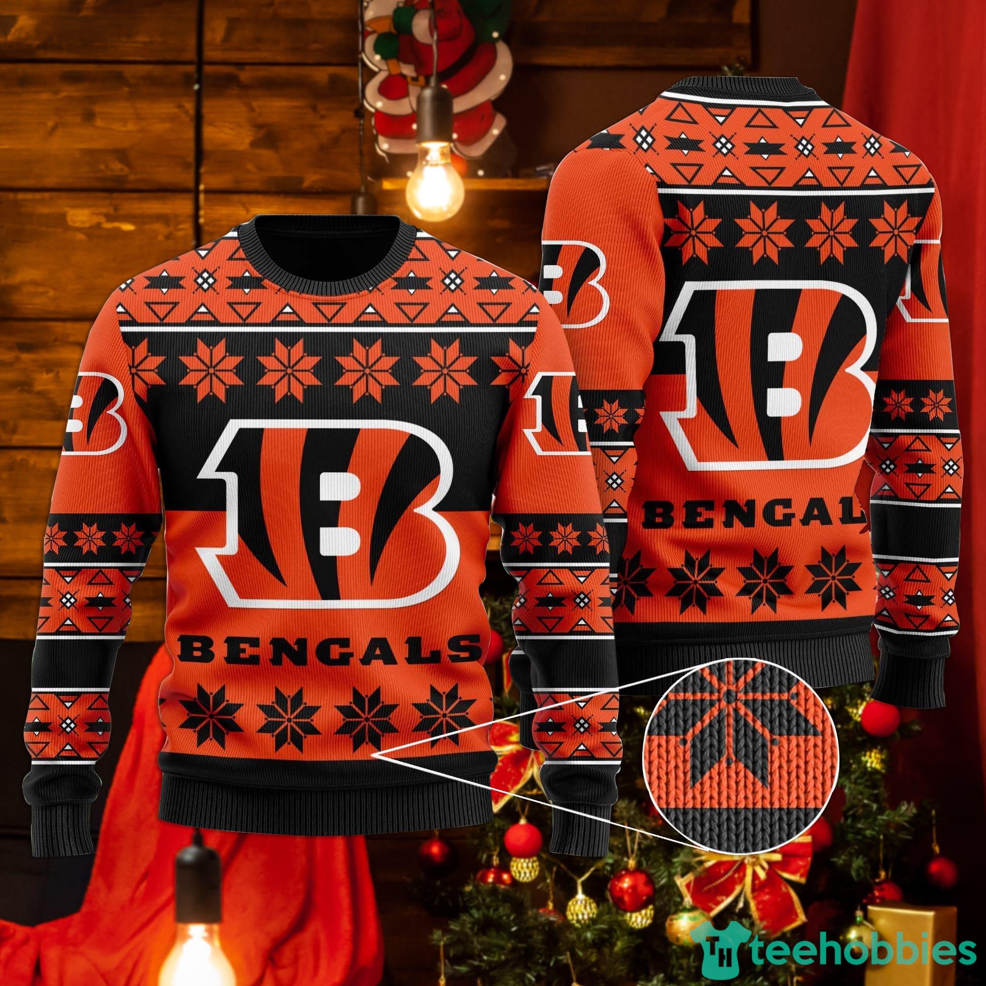 Cincinnati Bengals Snowflakes Pattern Ugly Christmas Sweater