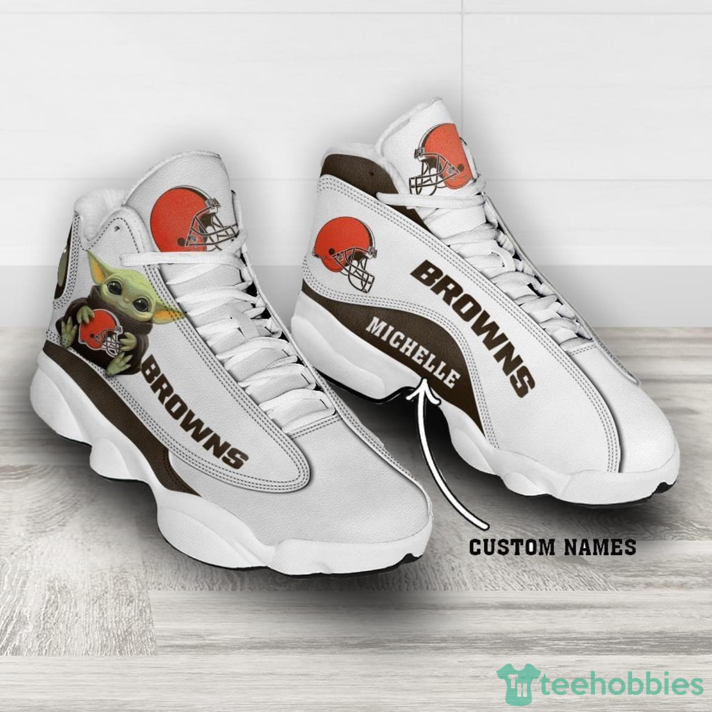 NFL Cleveland Browns Custom Name Air Jordan 13 Shoes V3