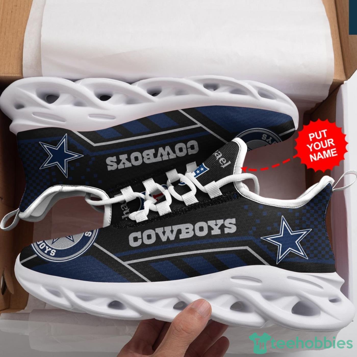 NFL Dallas Cowboys Custom Name White Blue Double Star Max Soul