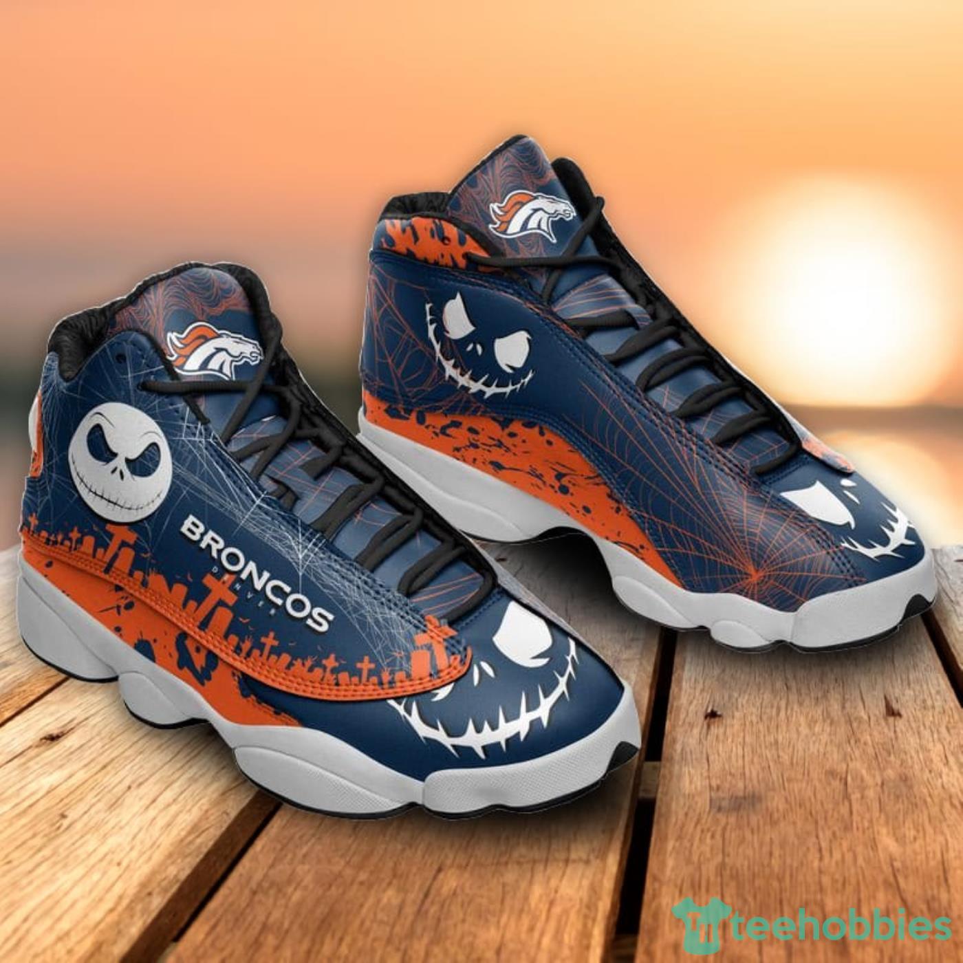 Denver Broncos Jack Skellington Halloween Air Jordan 13 Shoes For Fans