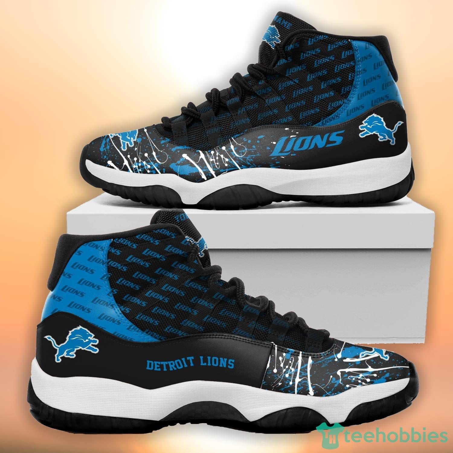Detroit Lions Custom Name Air Jordan 11 Sneakers Shoes