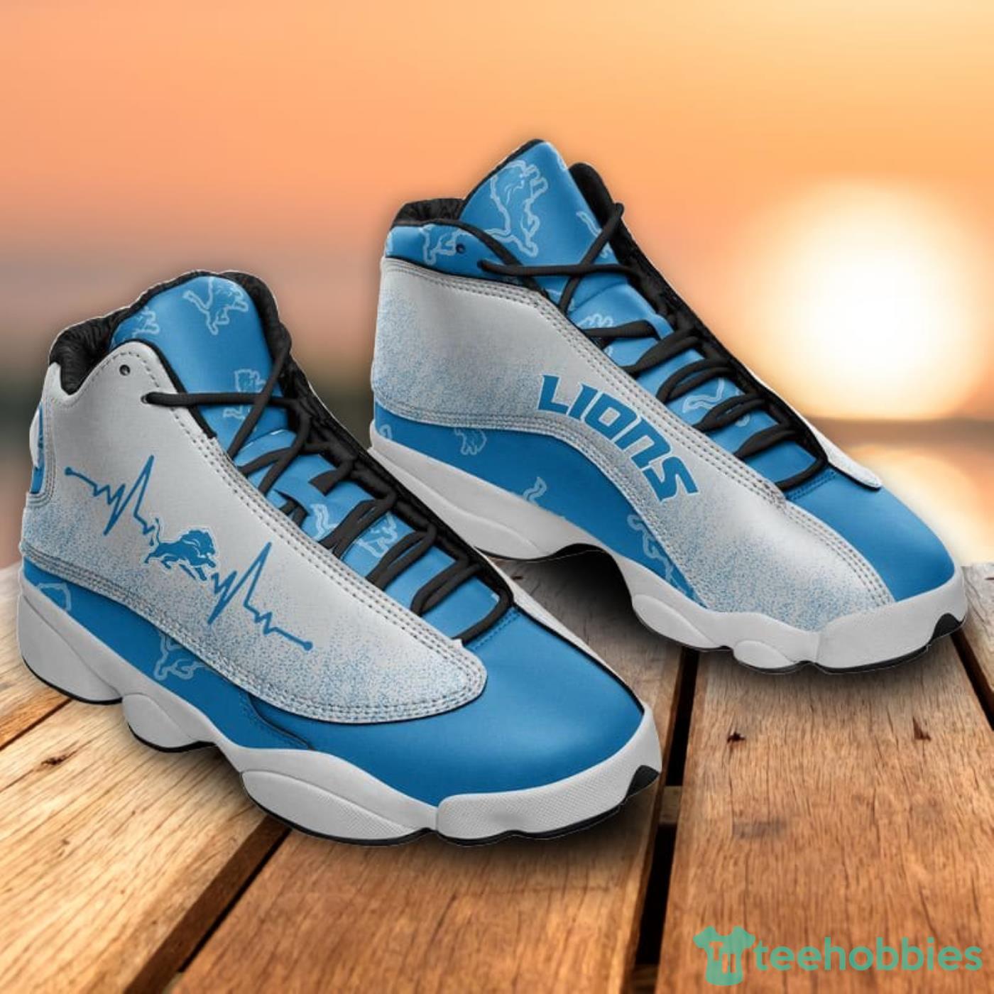 Detroit Lions Heartbeat Pattern Air Jordan 13 Shoes For Fans Product Photo 1