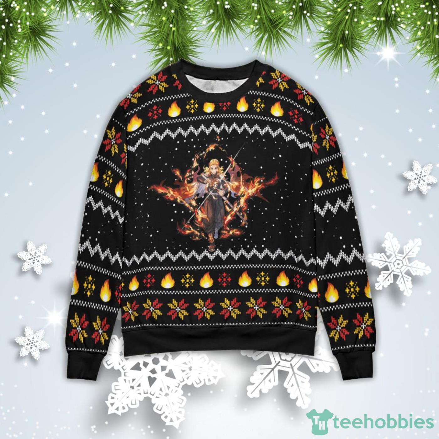 Fire Rengoku Demon Slayer Christmas Gift Ugly Christmas Sweater Product Photo 1