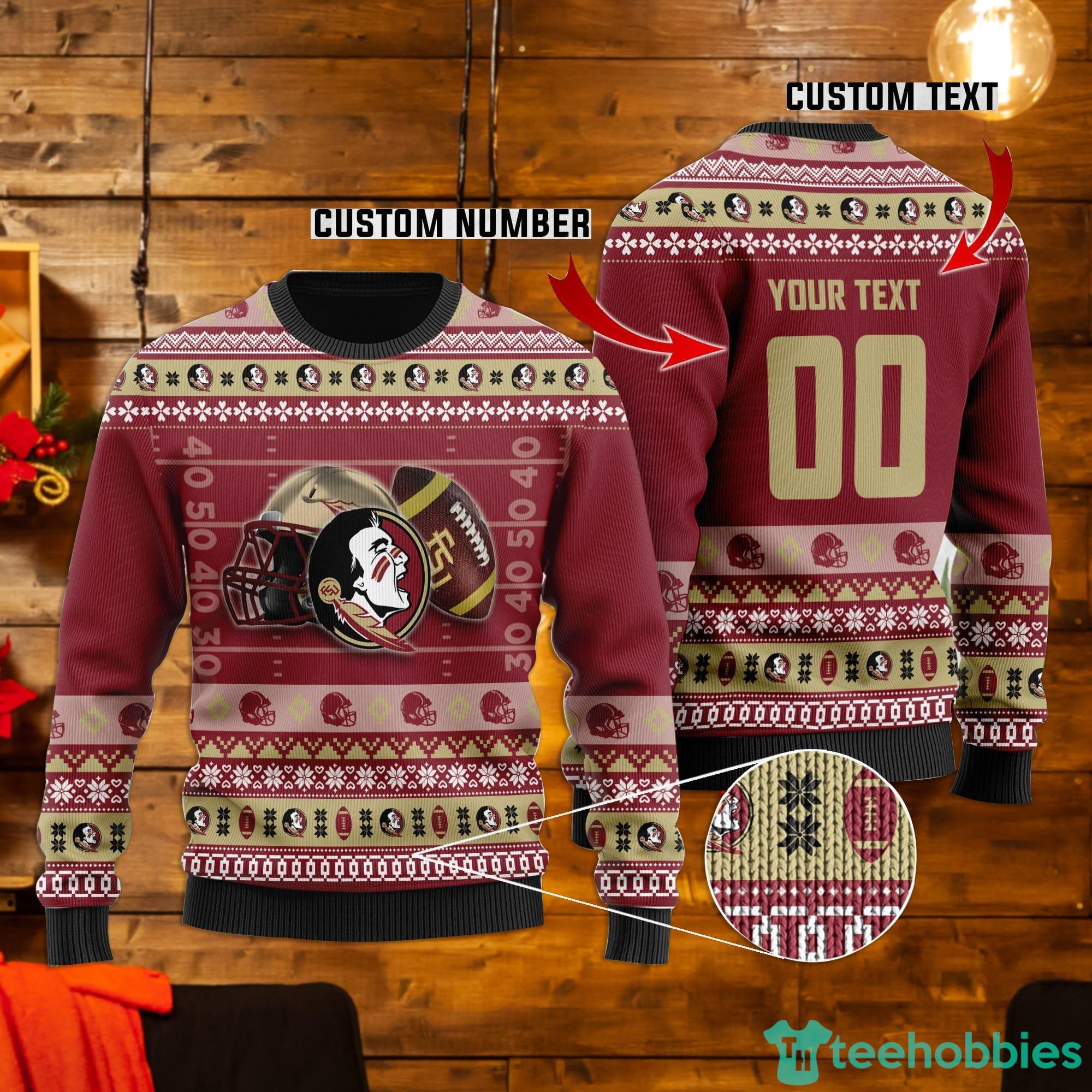 Florida State Seminoles Custom Name & Number Ugly Christmas Sweater Product Photo 1