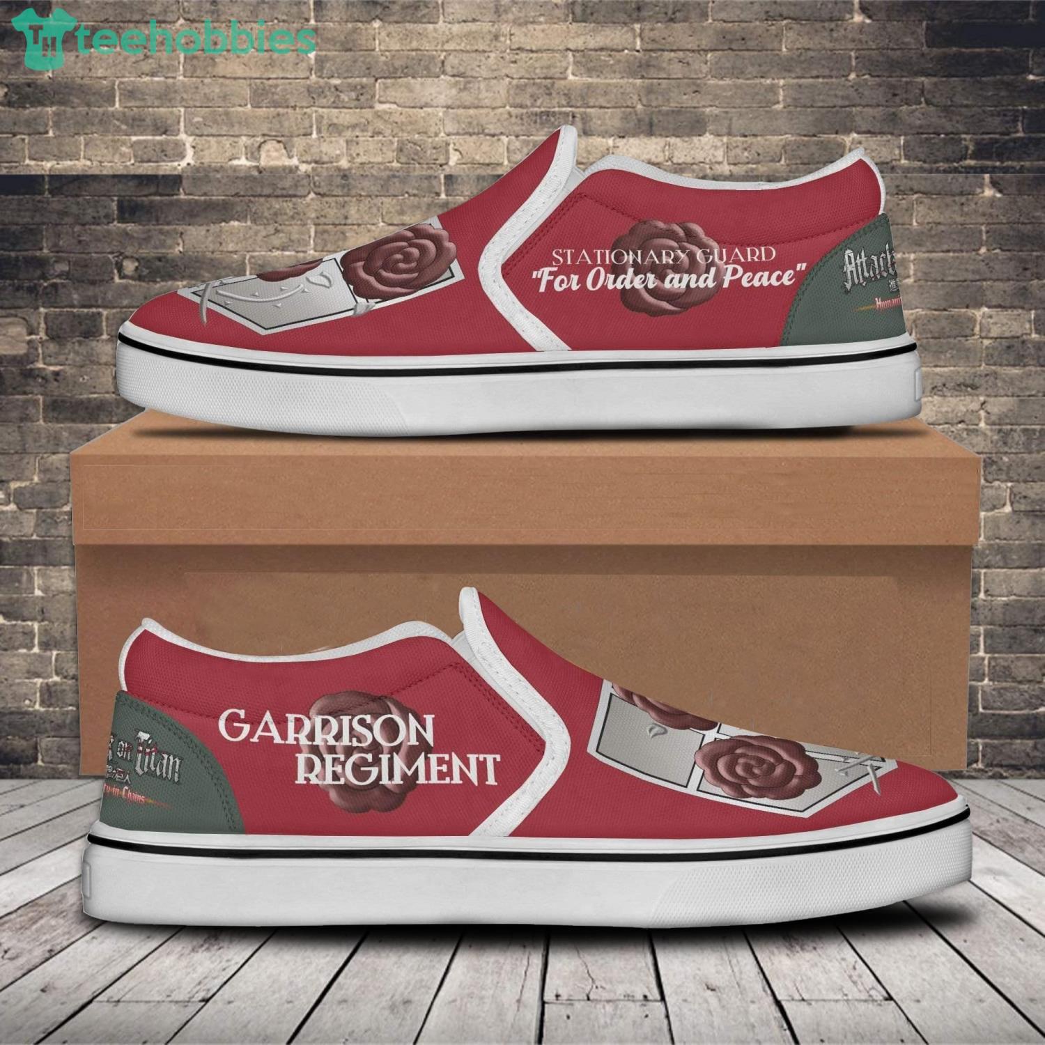 Garrison Regiment Custom Attack on Titan Anime Slip On Shoes image Garrison Regiment Custom Attack on Titan Anime Slip On Shoes Product Photo 2