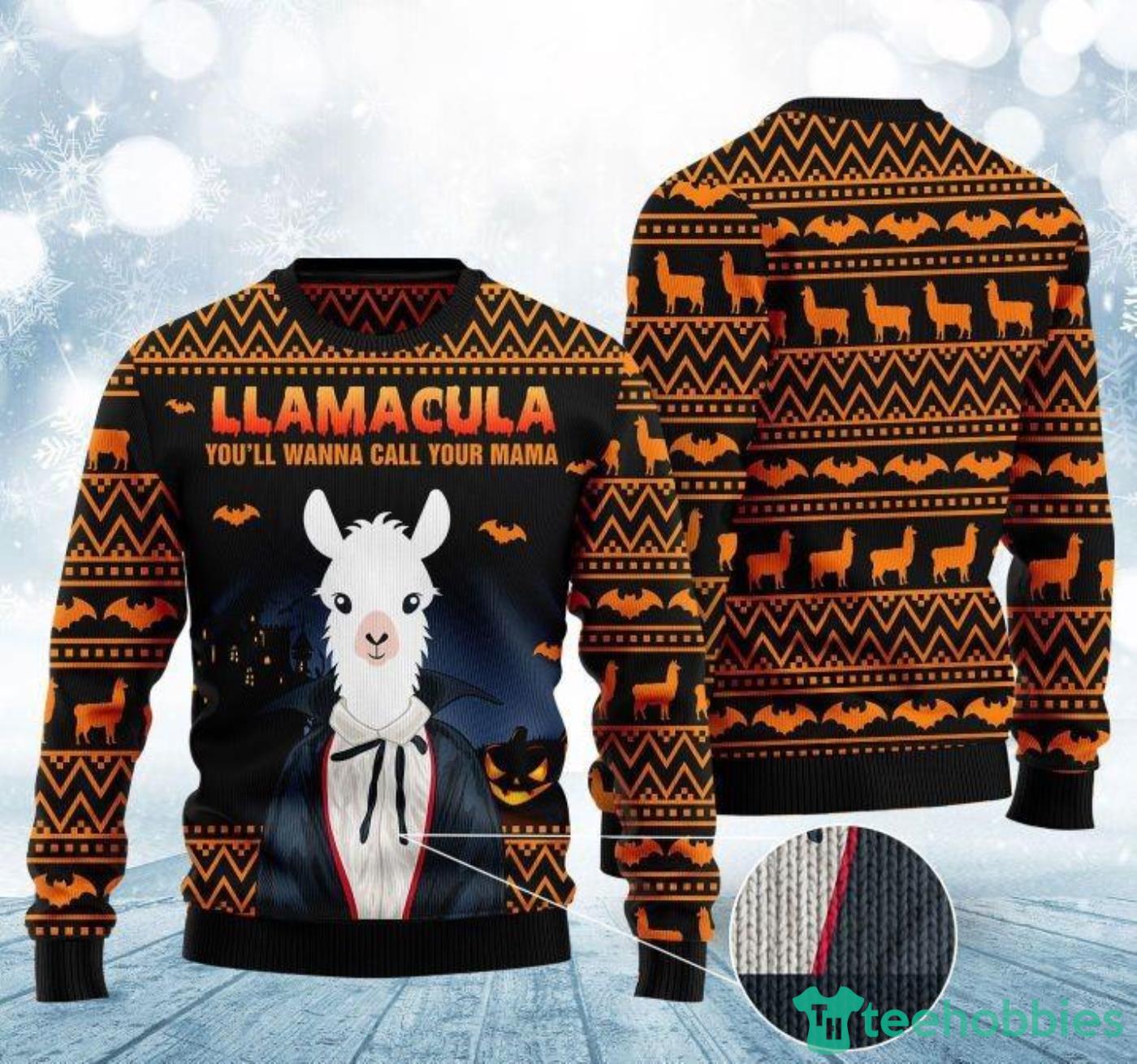 Halloween Llama Youll Wanna Call Me Your Mama Christmas Gift Ugly Christmas Sweater Product Photo 1