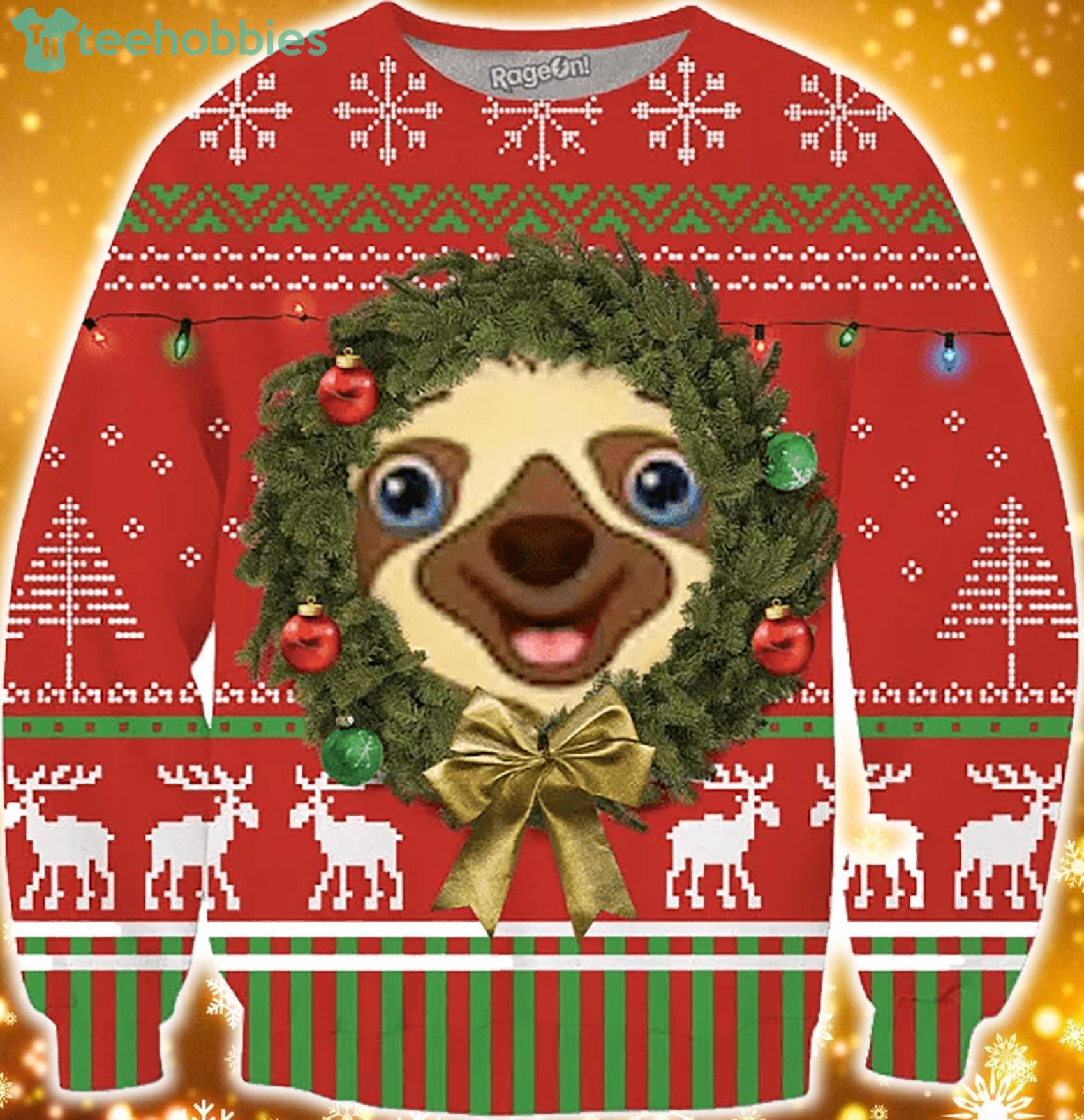 Happy Sloth Face Christmas Sweater Sweatshirt For Christmas Product Photo 1