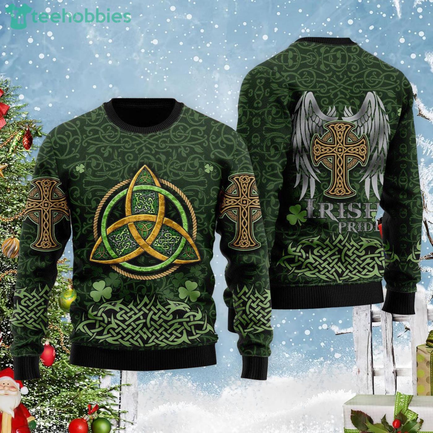 Irish Pride St Patricks Day Cute Christmas Gift Ugly Christmas Sweater image Irish Pride St Patricks Day Cute Christmas Gift Ugly Christmas Sweater Product Photo 2