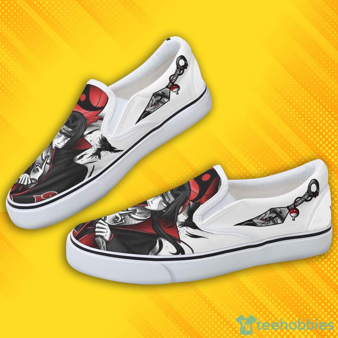 Itachi Akatsuki Shoes Custom Naruto Slip On Shoes image Itachi Akatsuki Shoes Custom Naruto Slip On Shoes Product Photo 3