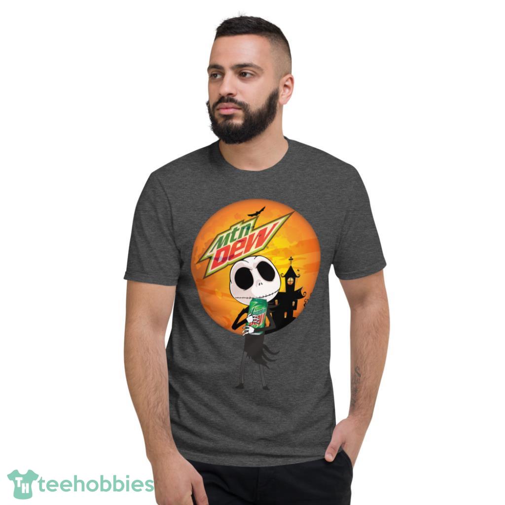 Jack Skellington Hug Mountain Dew Can Halloween Shirt - Short Sleeve T-Shirt-1