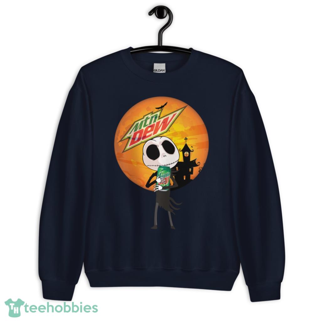 Jack Skellington Hug Mountain Dew Can Halloween Shirt - Unisex Crewneck Sweatshirt-1