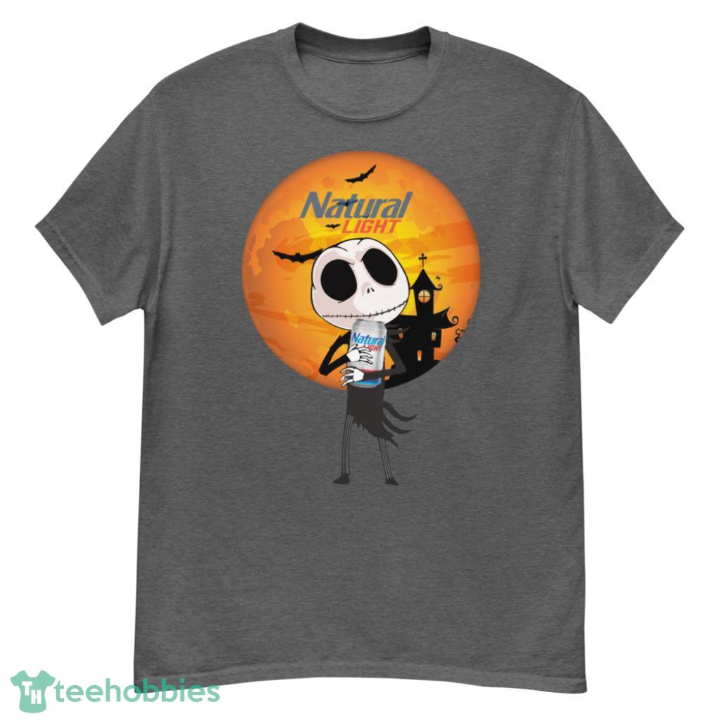 Jack Skellington Hug Natural Light Beer Halloween T-Shirt - G500 Men’s Classic T-Shirt-1