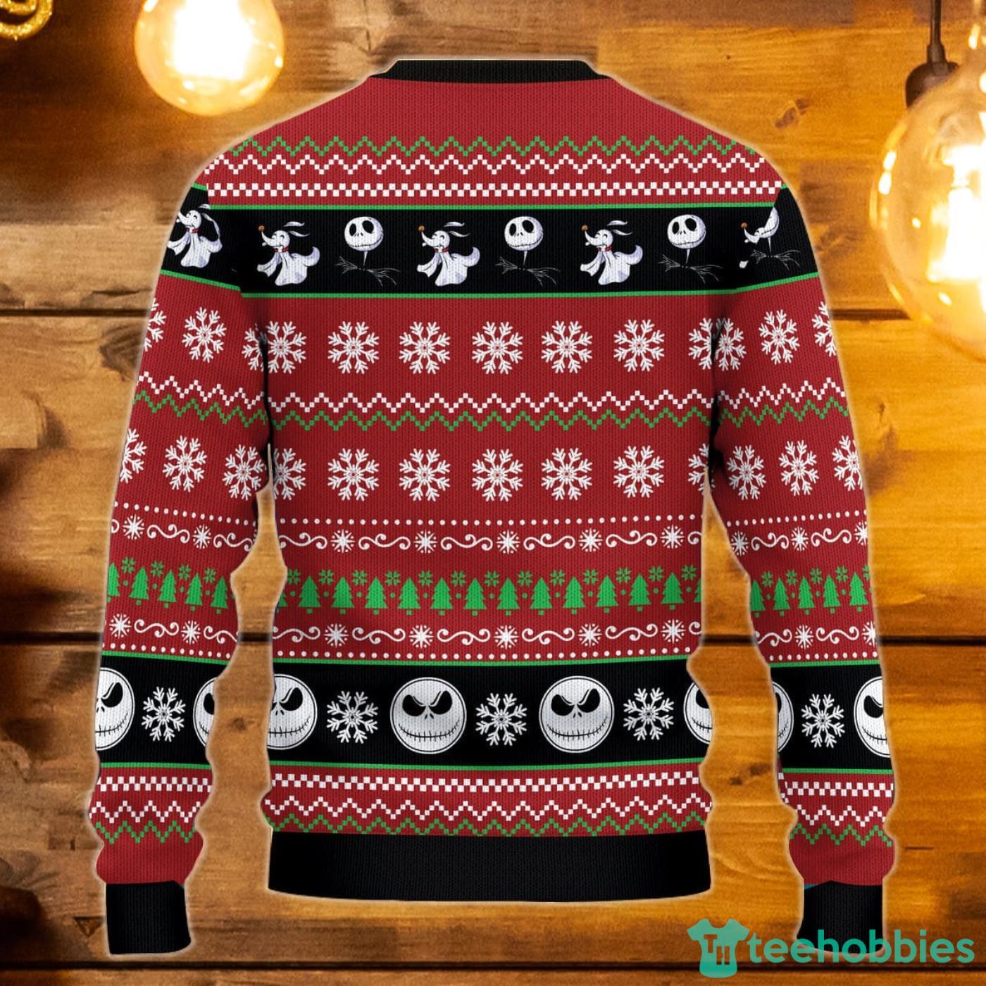 Chicago Bears Christmas Jack Skellington Face Pattern Ugly Christmas Sweater  - Banantees