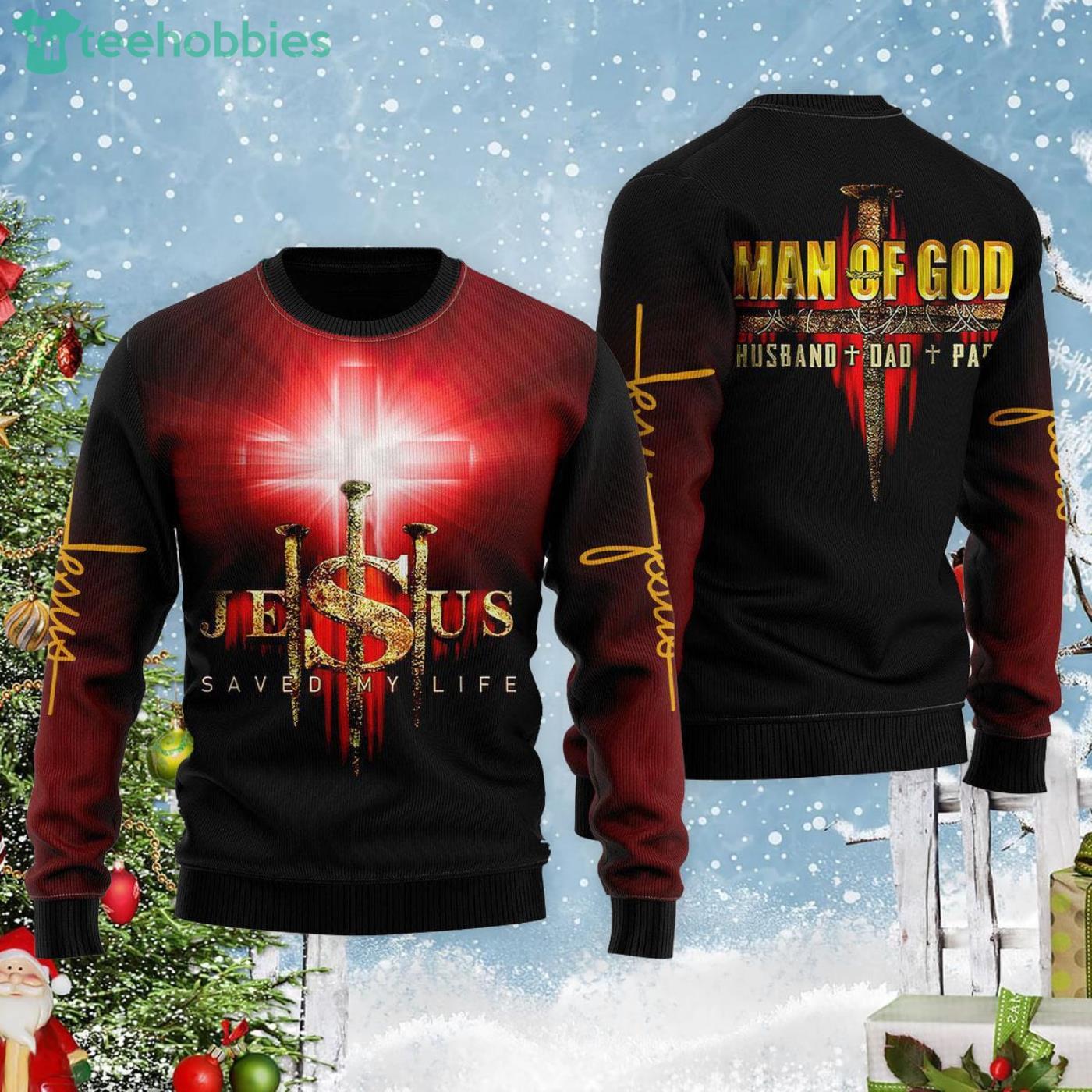 Jesus Man Of God Christmas Gift Ugly Christmas Sweater Product Photo 1 Jesus Man Of God Christmas Gift Ugly Christmas Sweater Product Photo 1