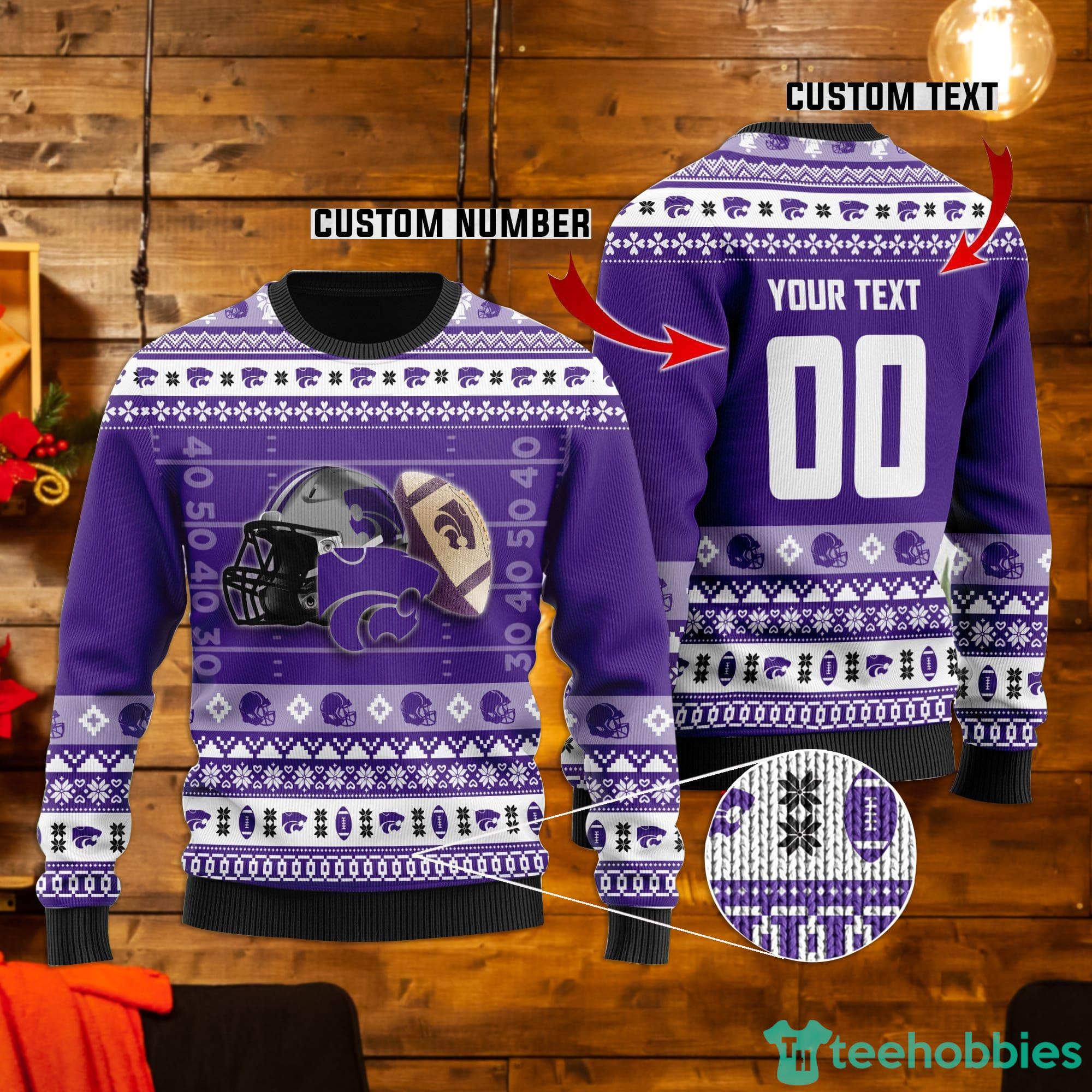 Kansas State Wildcats Custom Name & Number Personalized Ugly Christmas  Sweater, Ugly Sweater, Christmas Sweaters, Hoodie, Sweatshirt, Sweater -  Limotees