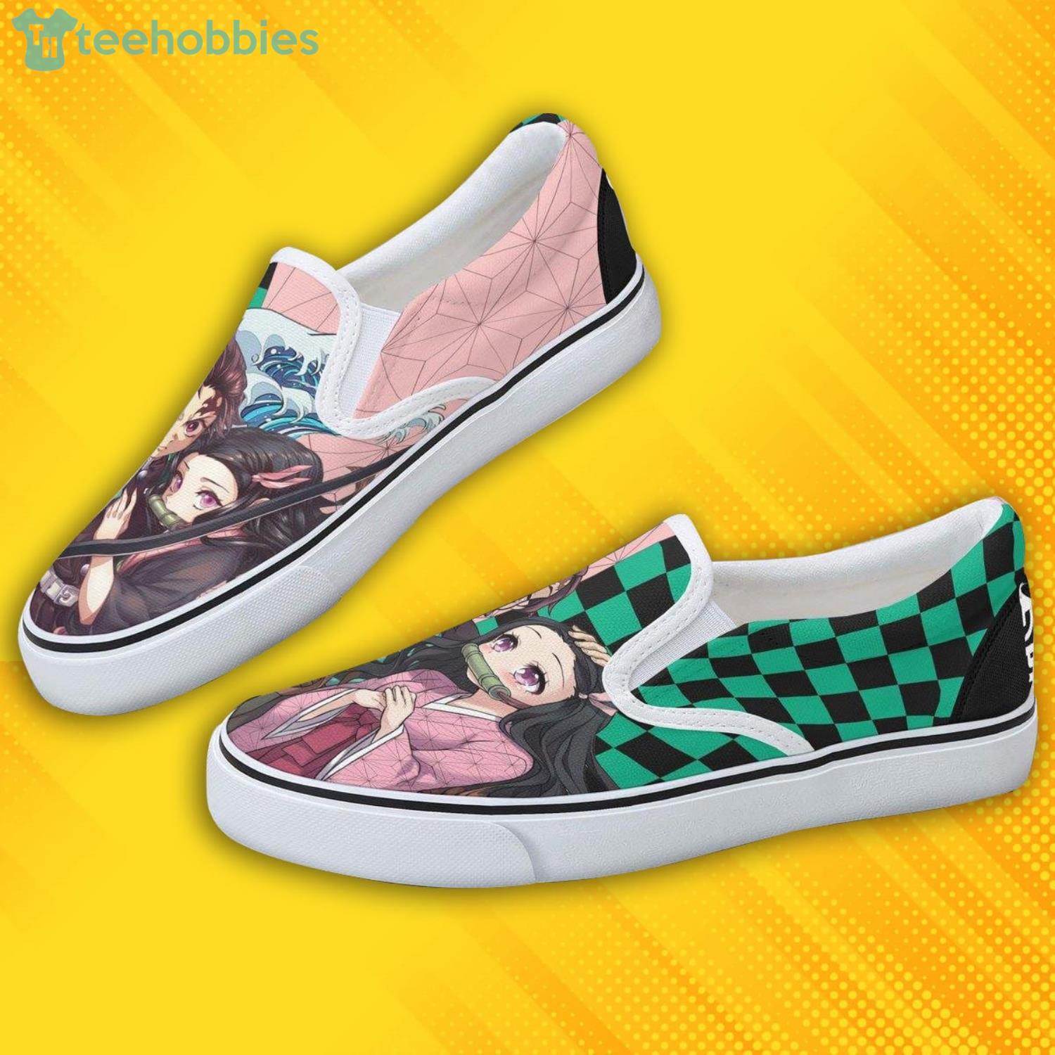 KNY Tanjiro And Nezuko Shoes Custom Anime Slip On Shoes