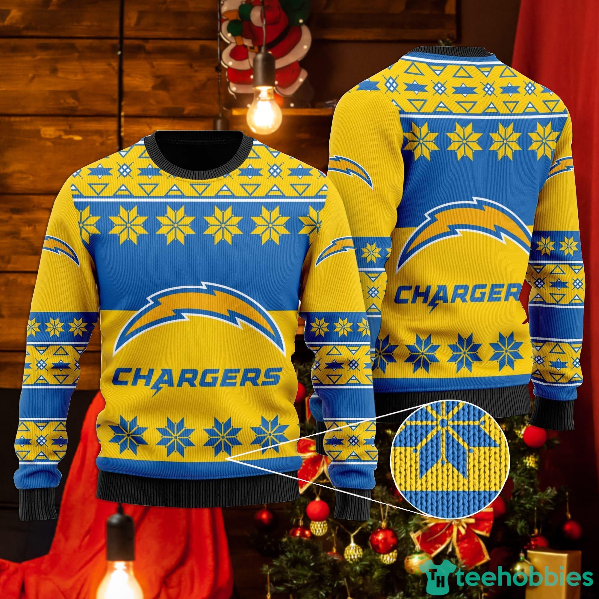 Los Angeles Chargers Snowflakes Pattern Ugly Christmas Sweater