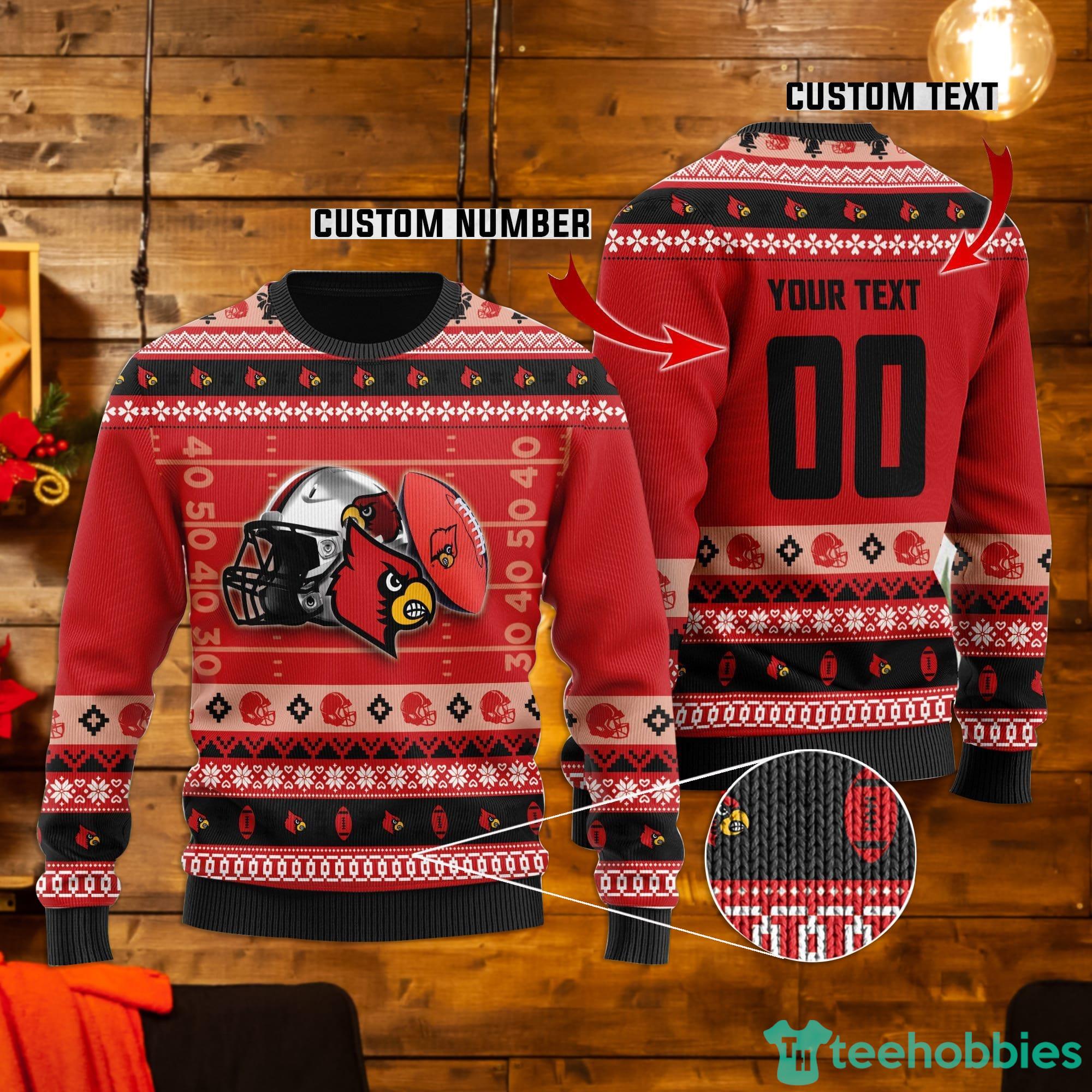 Louisville Cardinals Custom Name & Number Ugly Christmas Sweater Product Photo 1