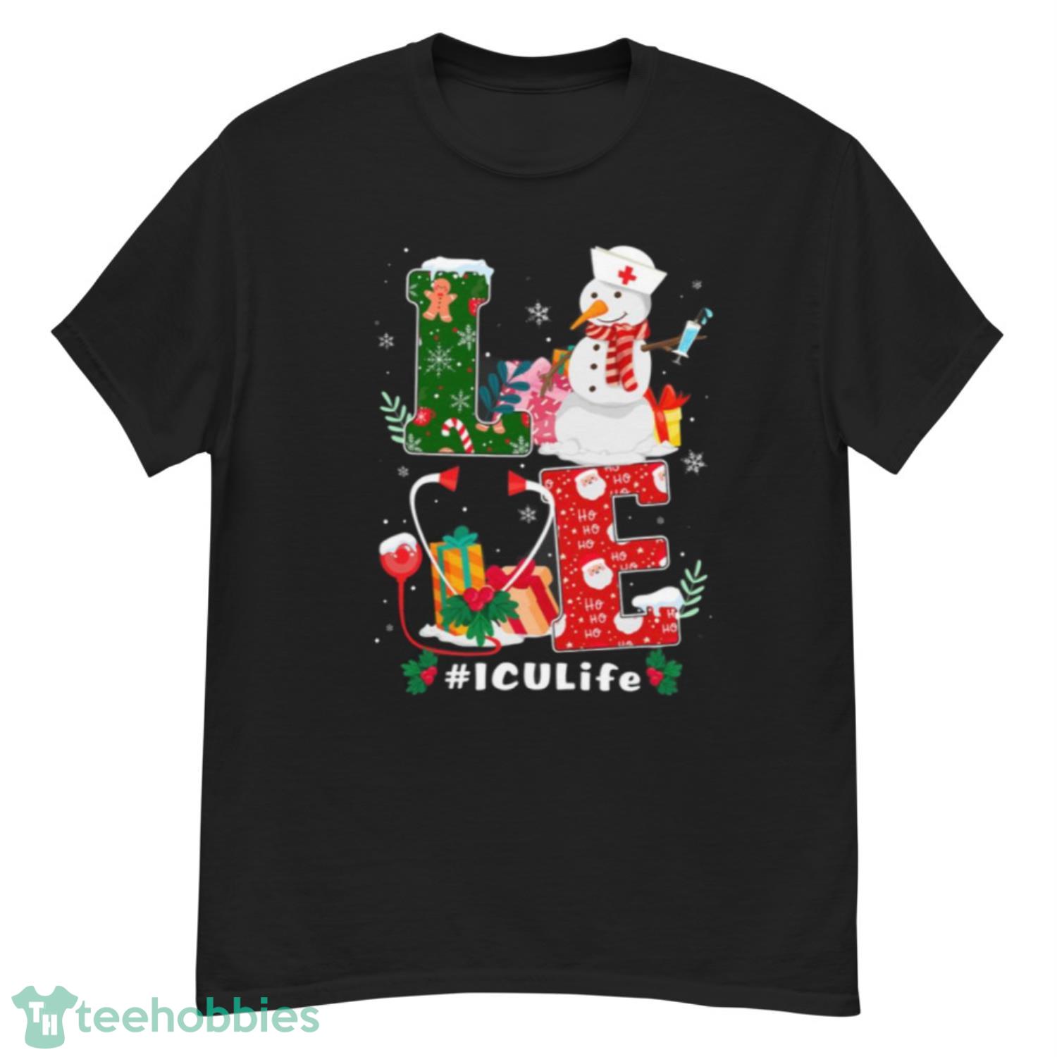 Love Icu Life Snowman Stethoscope Christmas Nursing Lover Shirt - G500 Men’s Classic T-Shirt