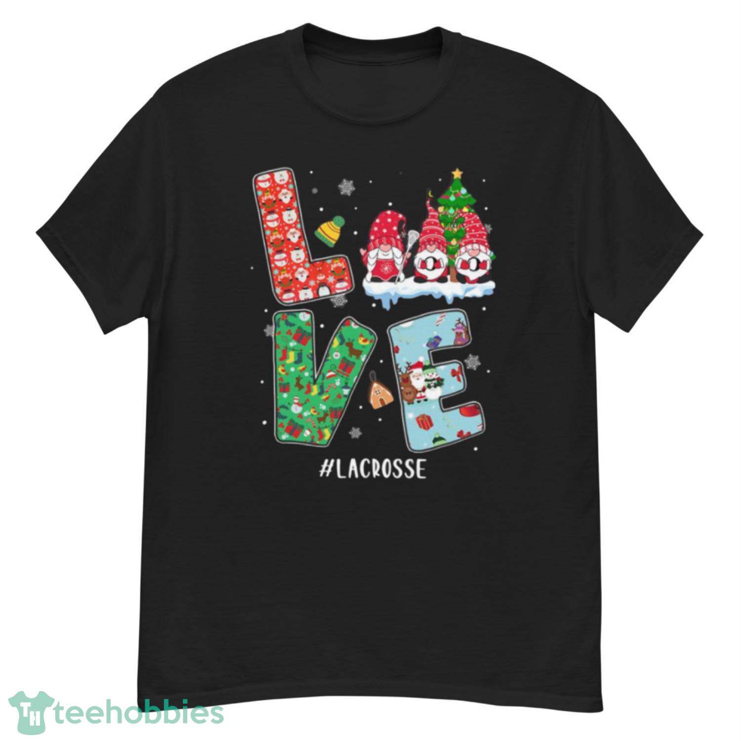 Love Lacrosse Lover Fan Christmas Light Gnome Pajamas Shirt - G500 Men’s Classic T-Shirt