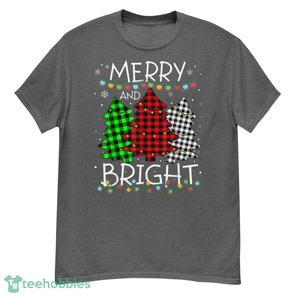 Merry and Bright Christmas Tree Lights Xmas Holiday Christmas Shirt - G500 Men’s Classic T-Shirt-1