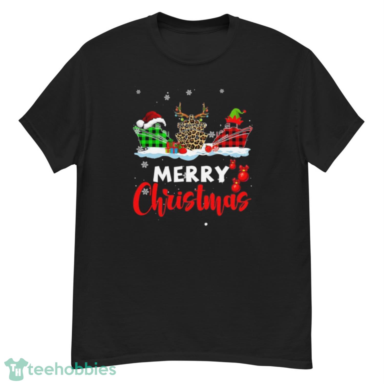 Merry Christmas Elf Reindeer Santa Plaid Leopard Cruise Ship Shirt - G500 Men’s Classic T-Shirt