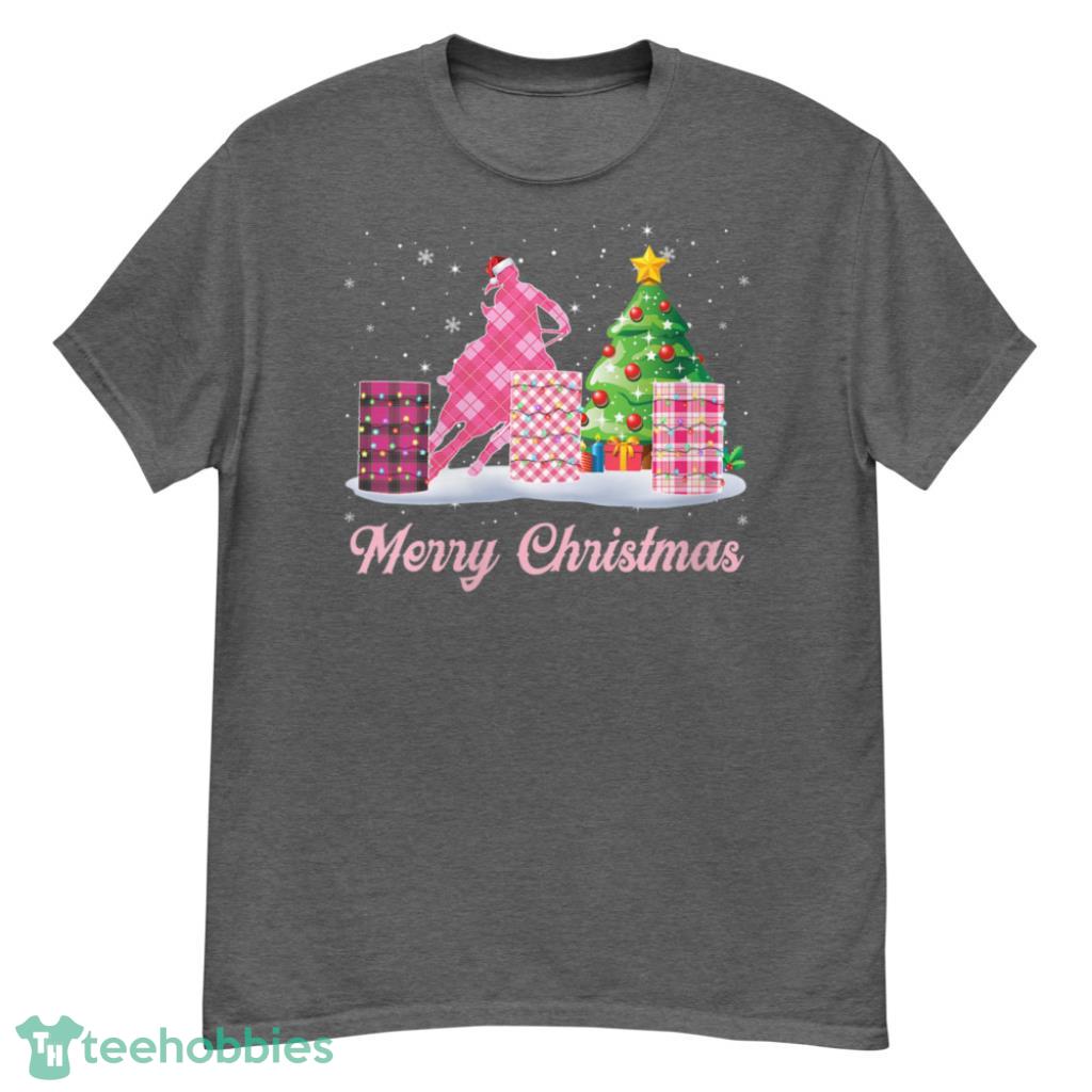 Merry Christmas Pink Barrel Christmas Tree Barrel Racing Christmas Shirt - G500 Men’s Classic T-Shirt-1
